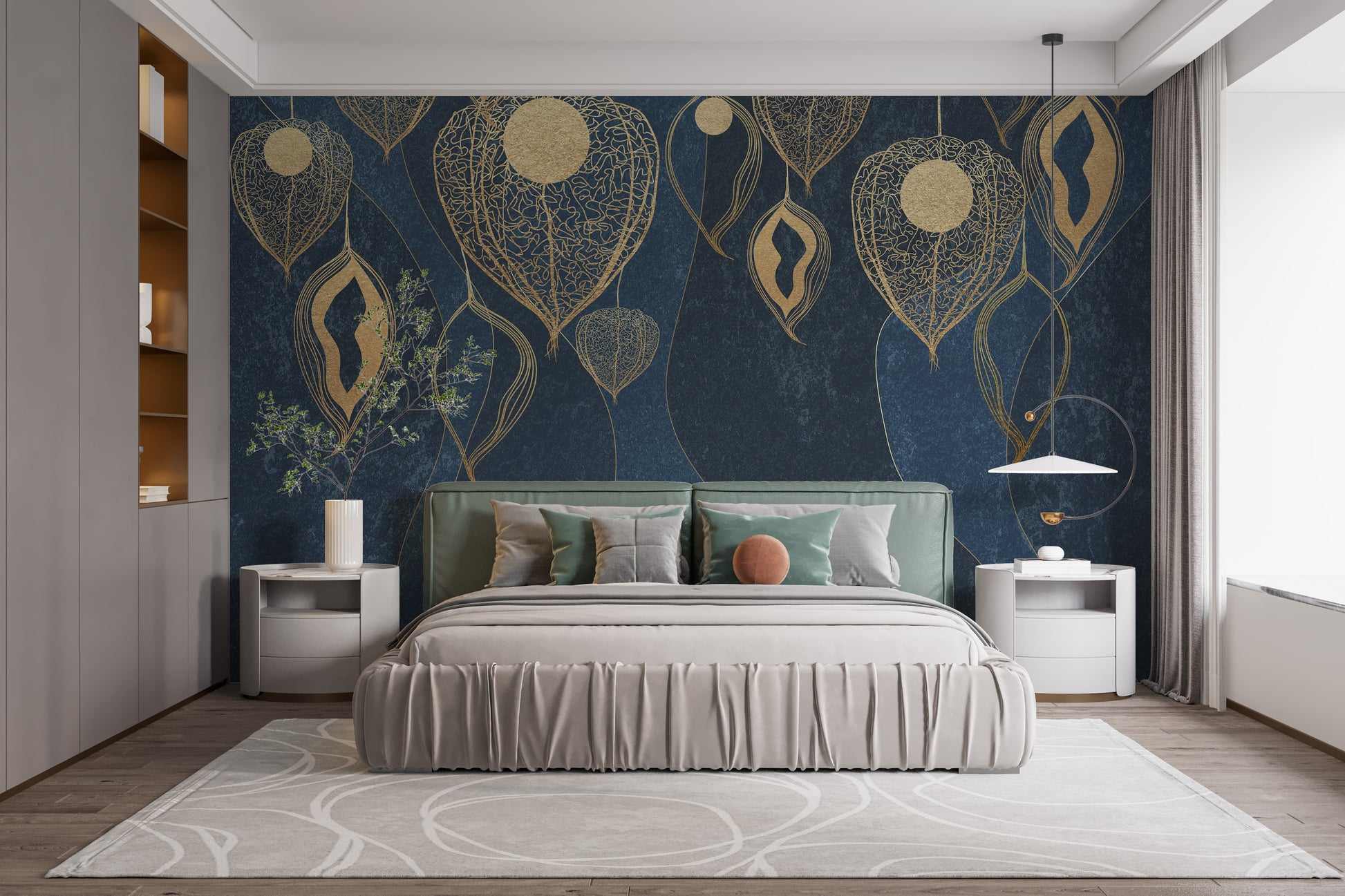 Golden Leaves Wallpaper Mural for Easy Wall Decor
