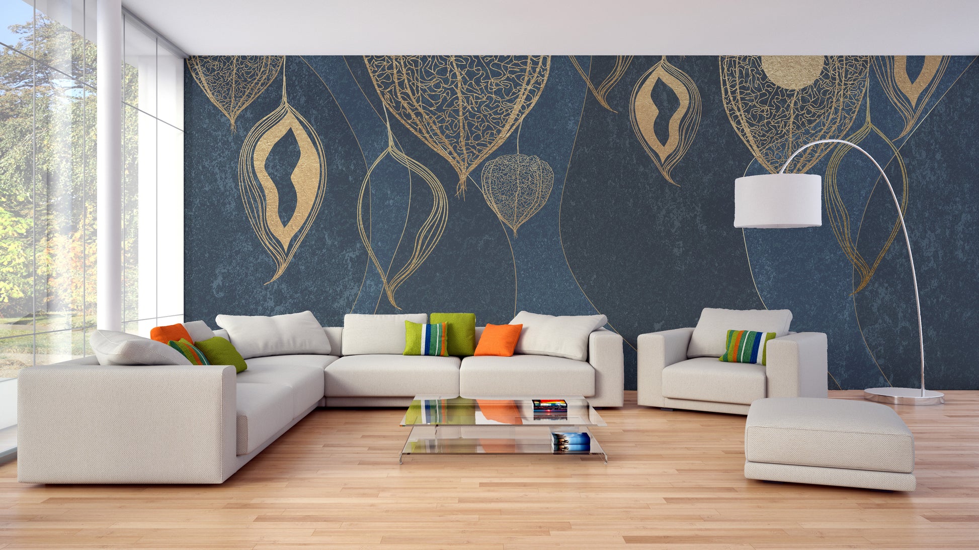 Elegant Golden Leaves Wallpaper Mural for Walls
