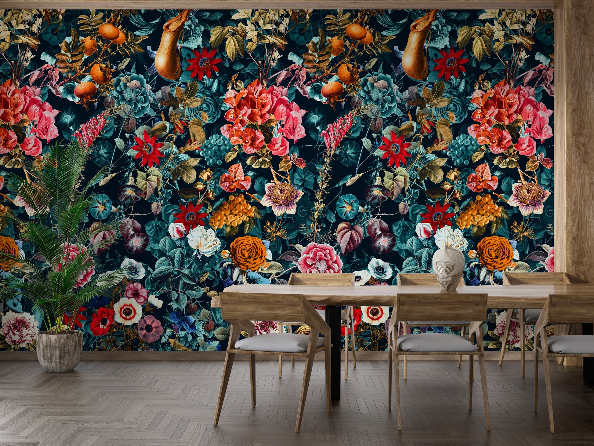 Inky Floral Intrigue Wallpaper Mural for Chic Walls