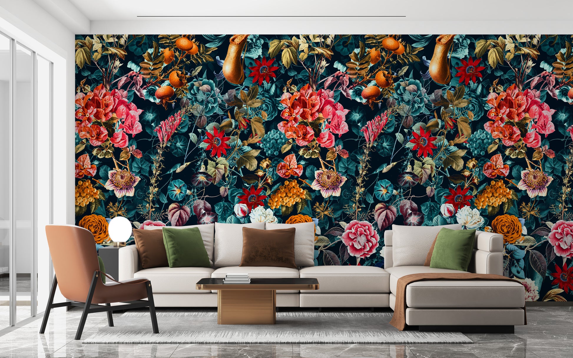 Inky Floral Intrigue Wall Mural for Bold Style