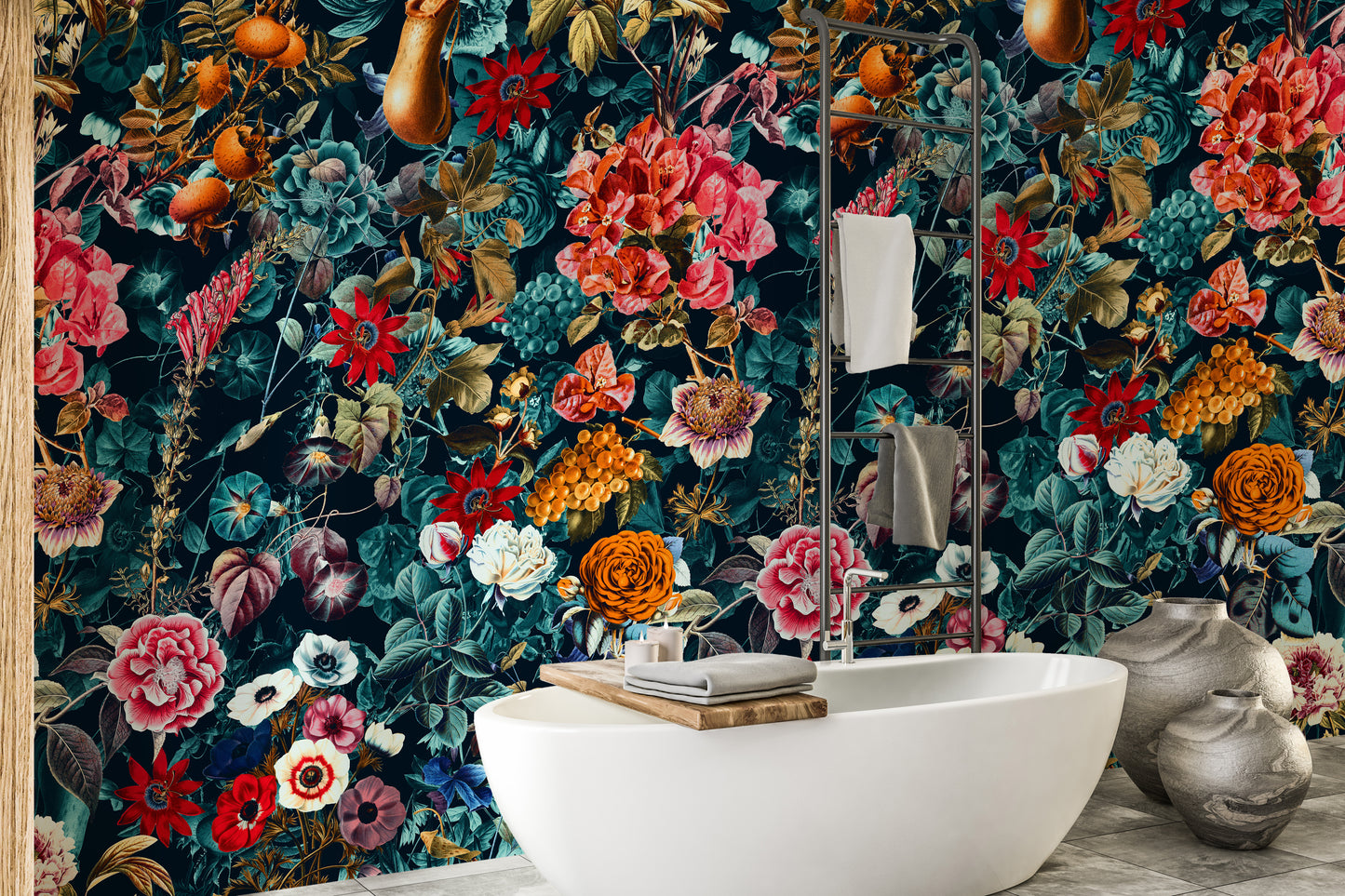 Inky Floral Intrigue Wallpaper Mural for Modern Walls
