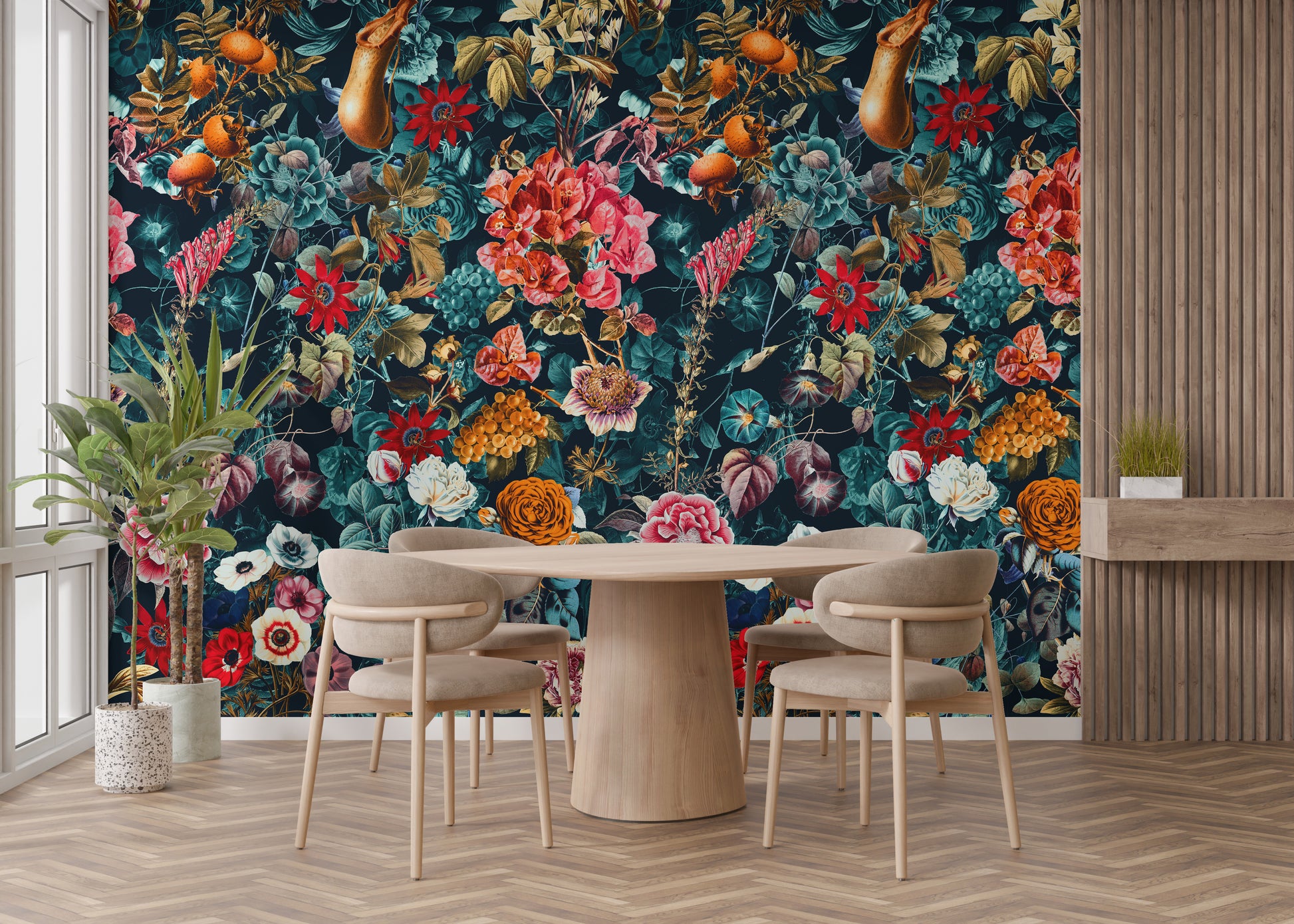 Inky Floral Intrigue Wallpaper Mural for Walls
