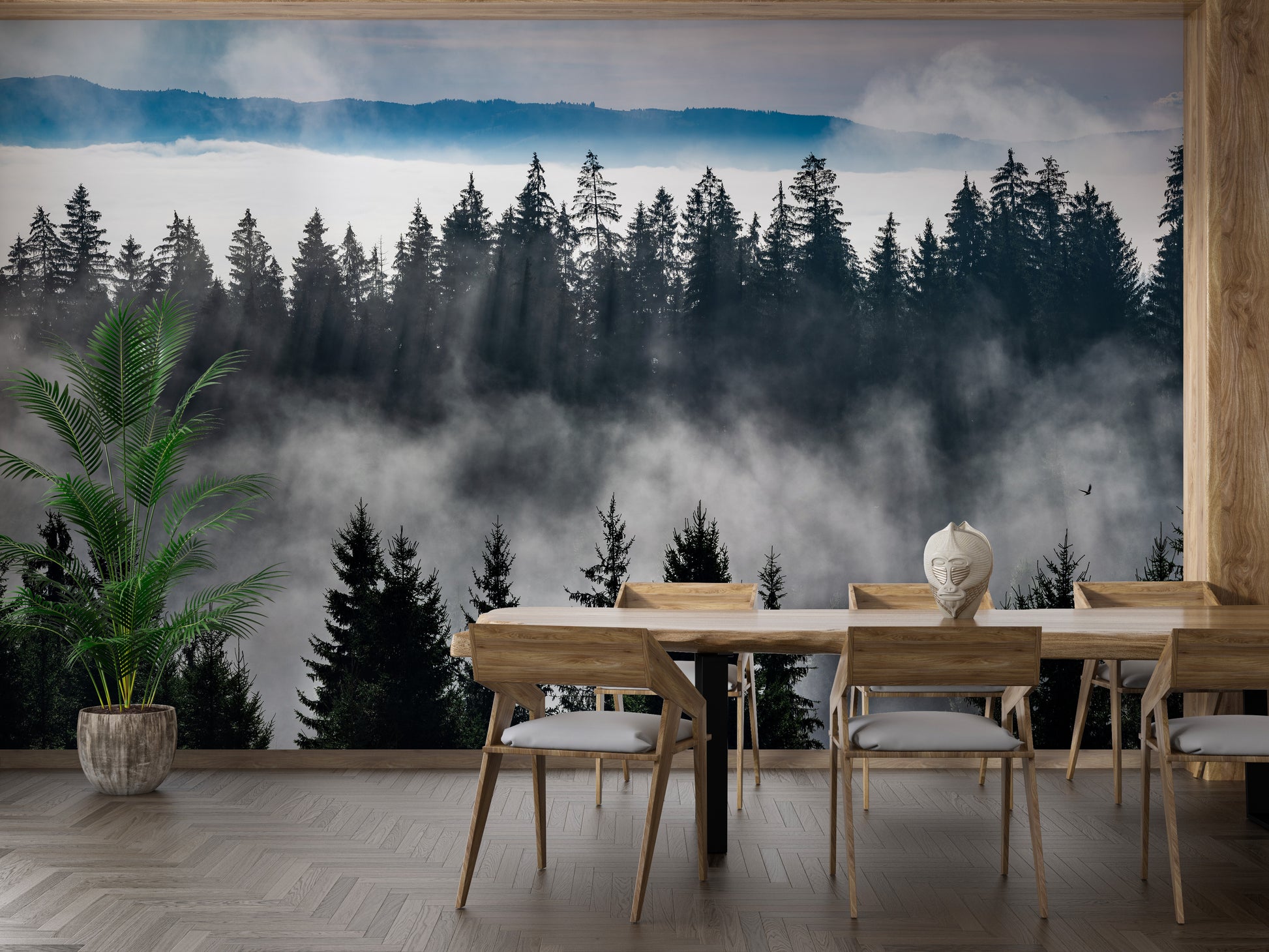 Mountain Mist Landscape Wall Mural for Any Wall