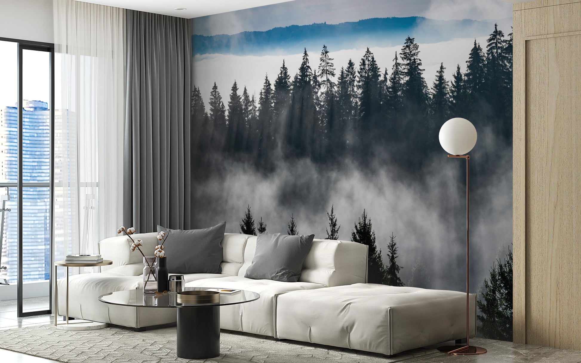 Mountain Mist Landscape Wall Mural for Stunning Walls