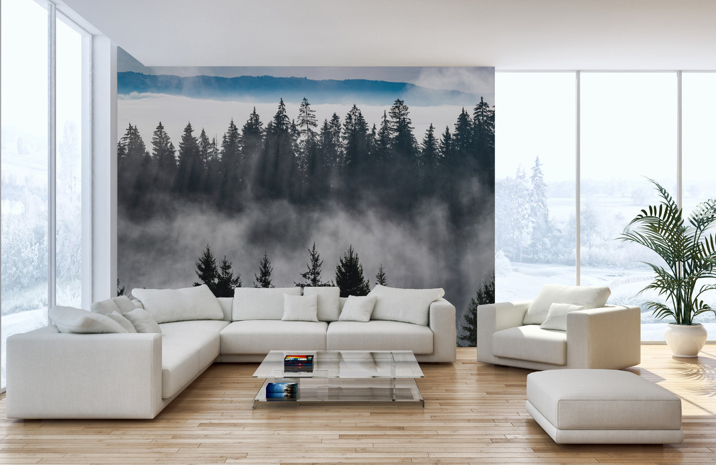 Mountain Mist Landscape Wall Mural for Bold Style