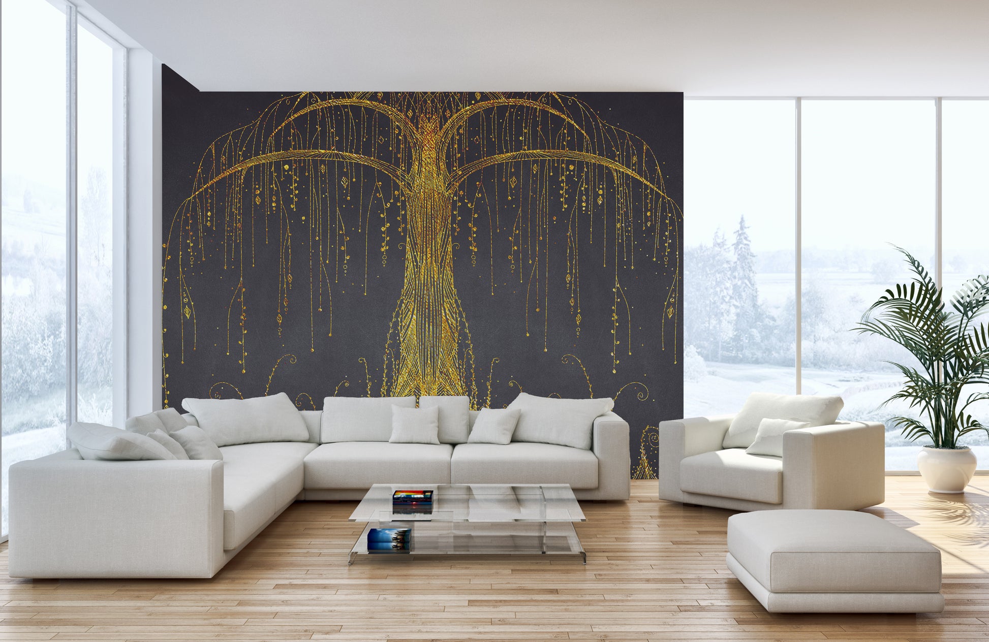 Removable Abstract Tree of Elegance Wall Mural Design
