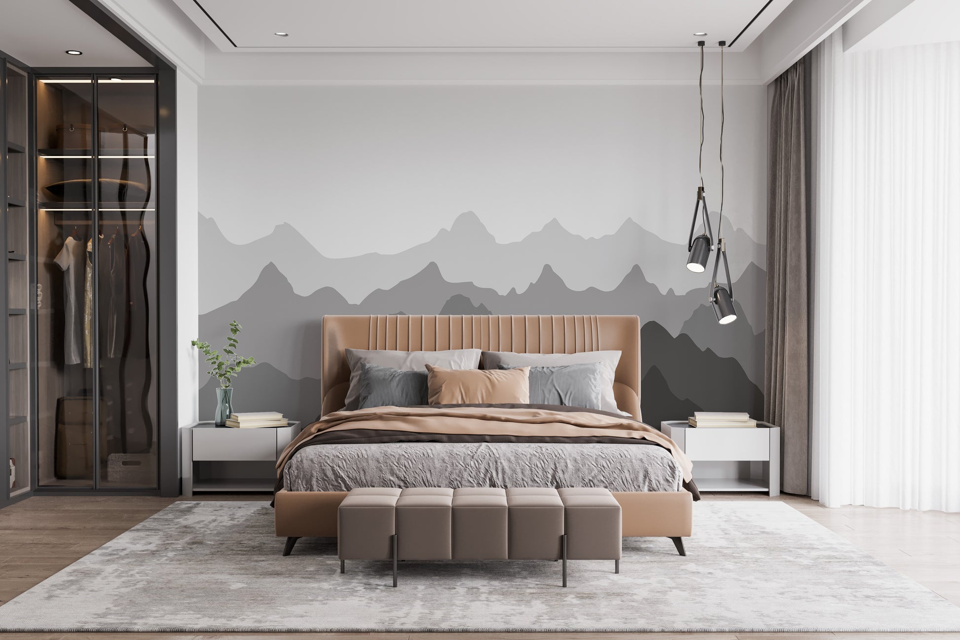 Grey Mountain Shadows Wall Mural for Bold Style
