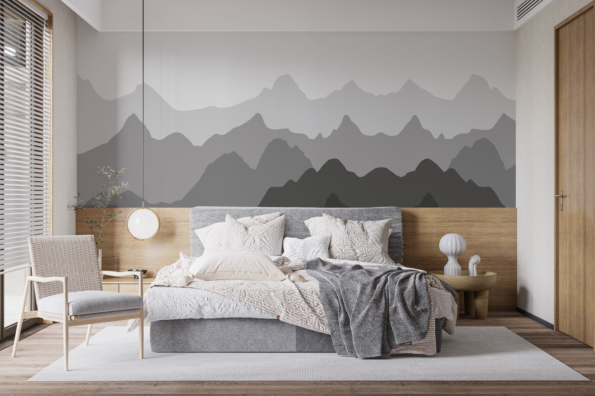 Grey Mountain Shadows Wall Mural for Stylish Walls
