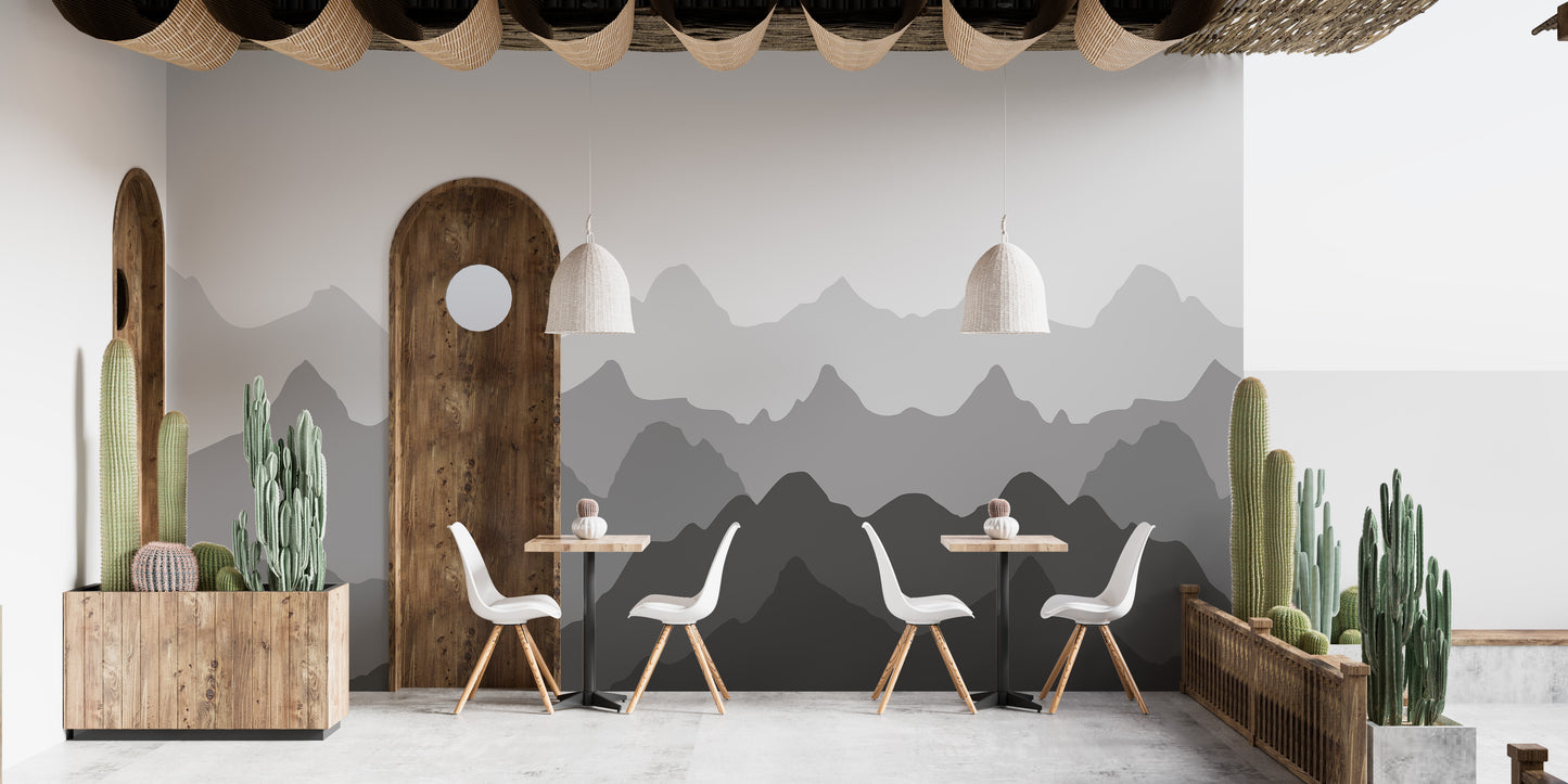 Grey Mountain Shadows Wall Mural for Nature-Inspired Walls
