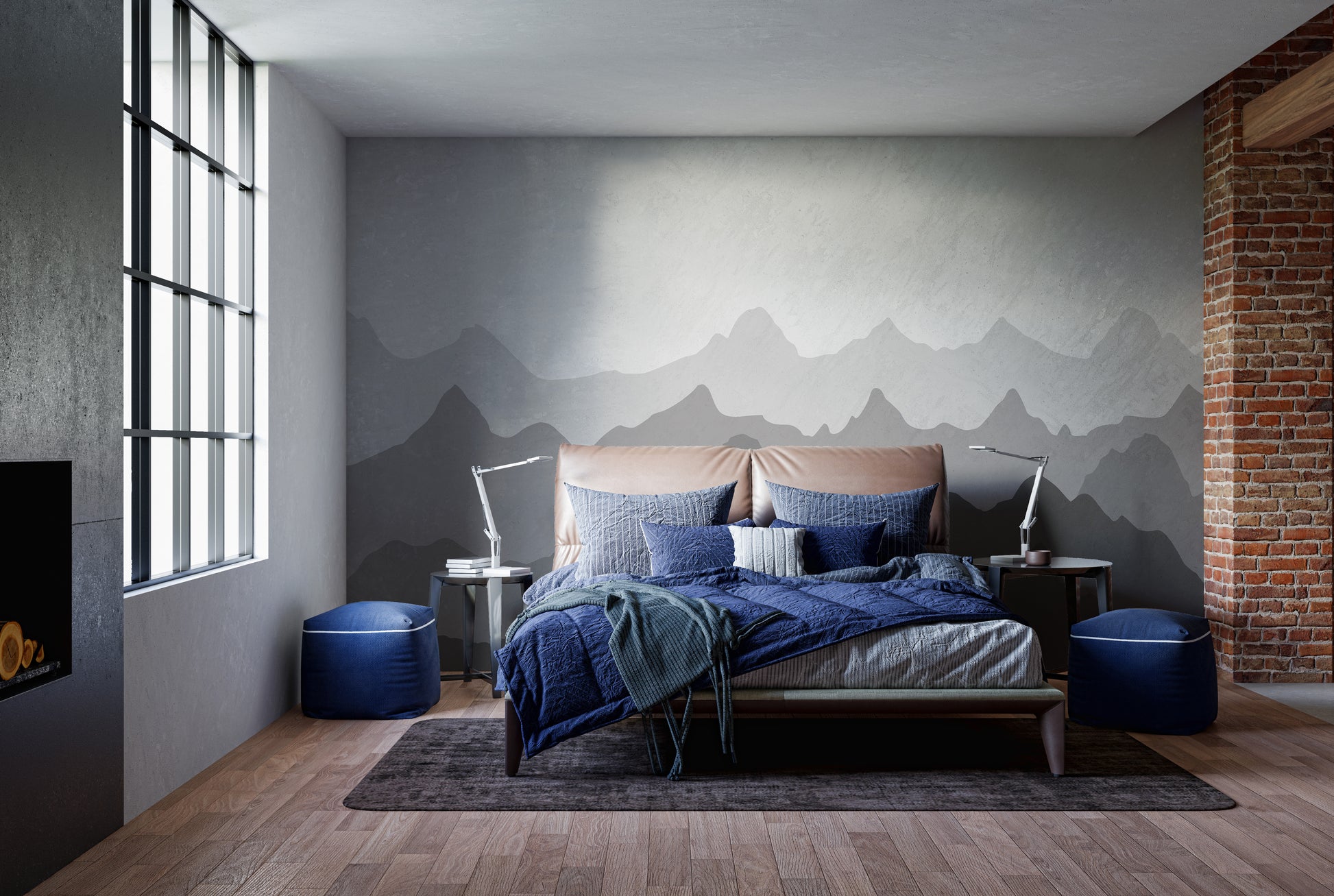 Grey Mountain Shadows Wall Mural for Chic Walls
