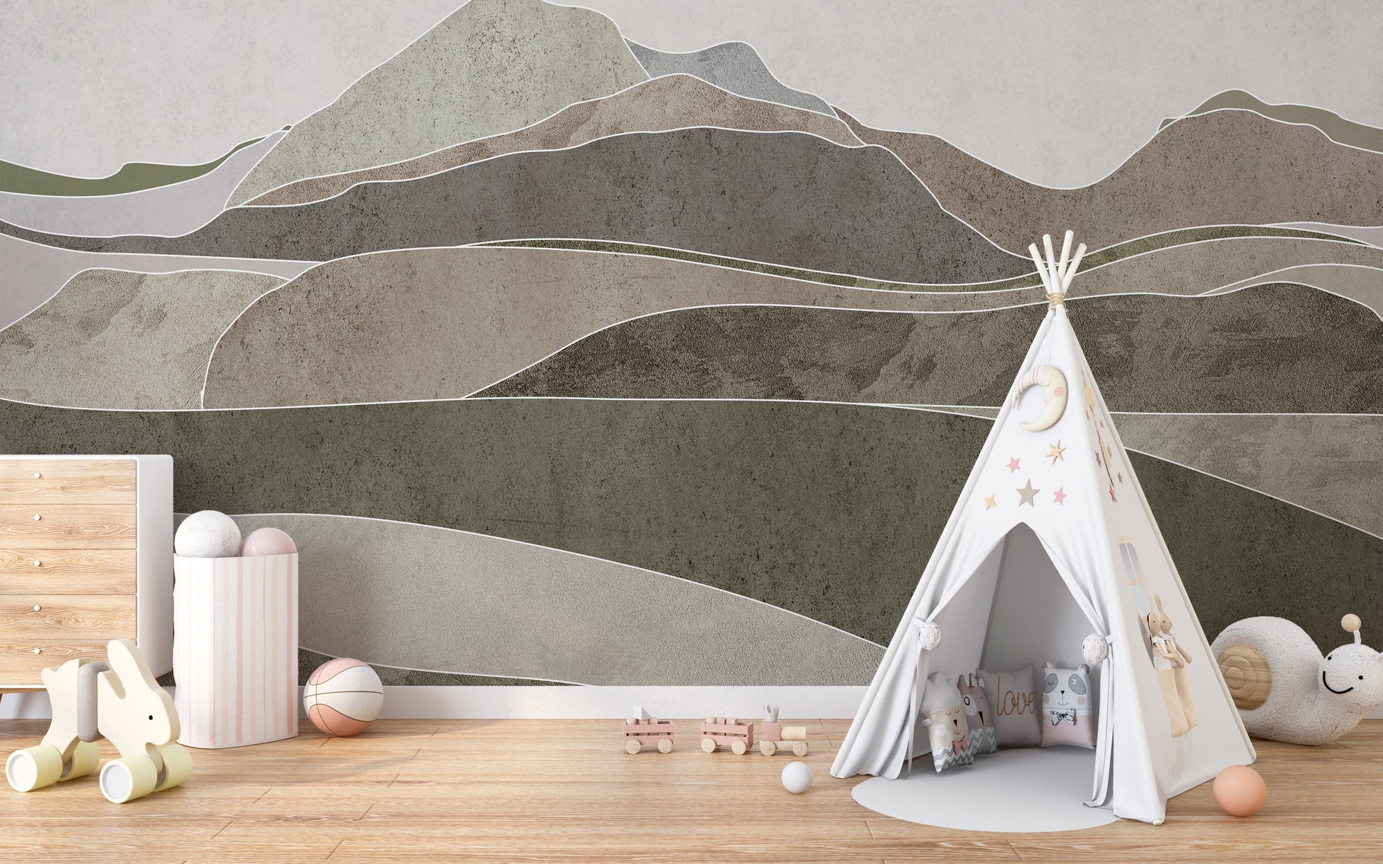 Natural Brown Horizons Wall Mural for Subtle Elegance
