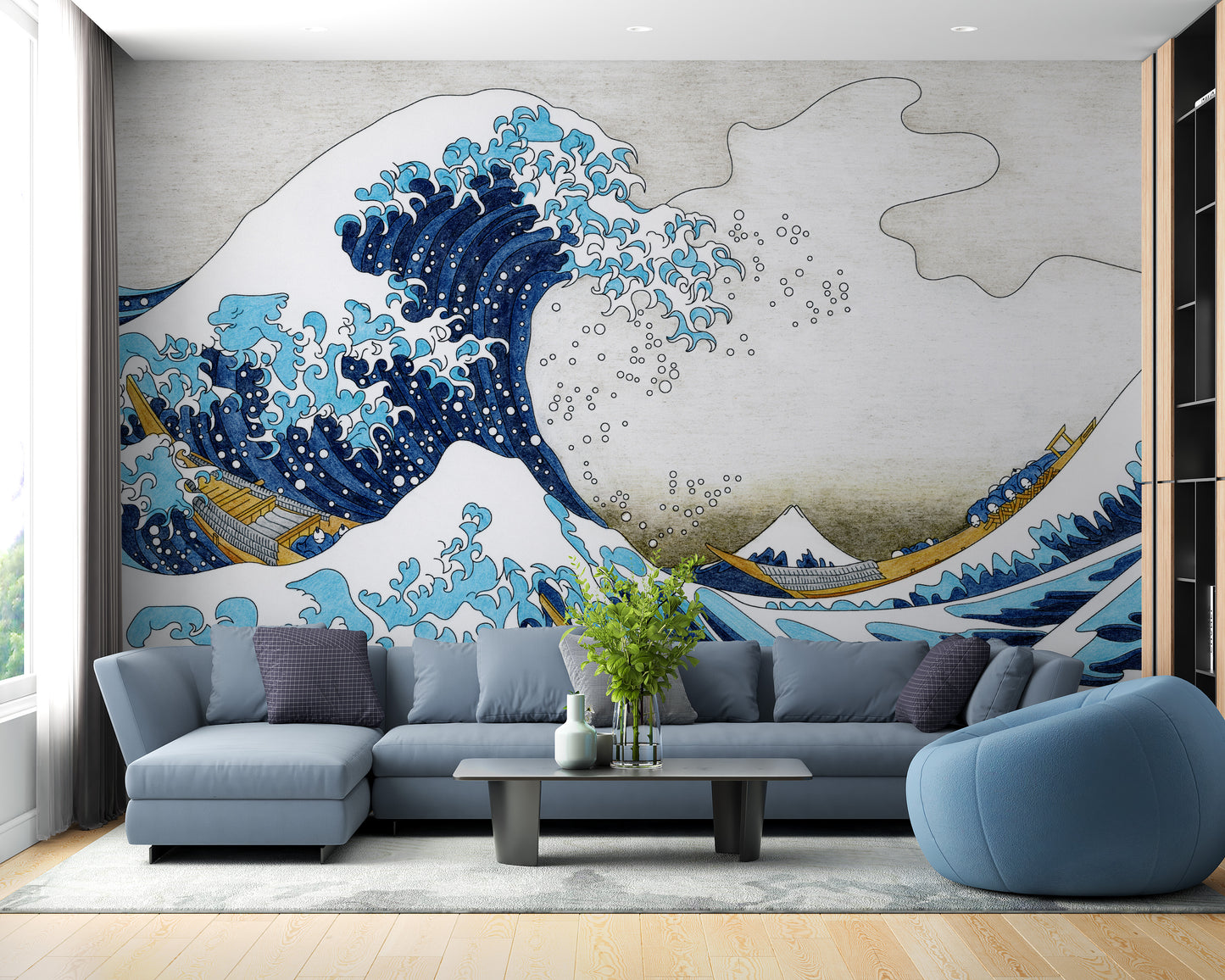 Mesmerizing Kanagawa Wave Wall Mural for Nature Lovers