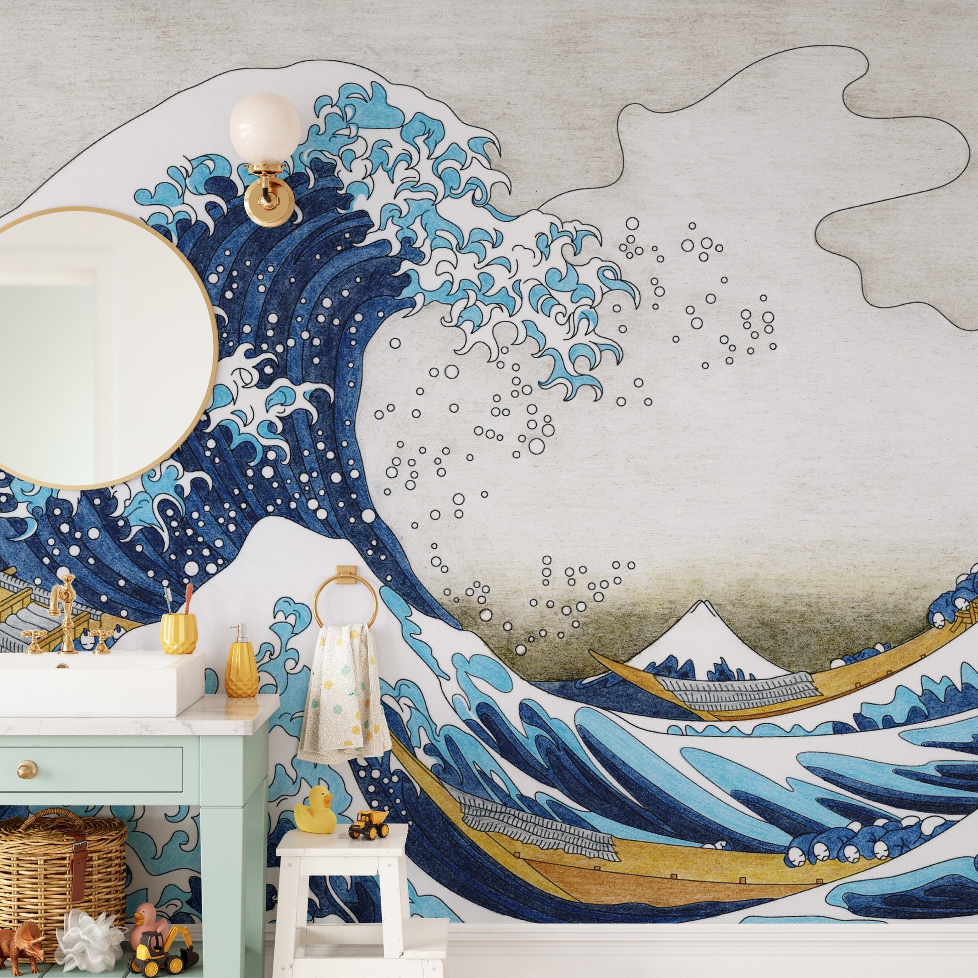 Mesmerizing Kanagawa Wave Wall Mural for Inspired Spaces