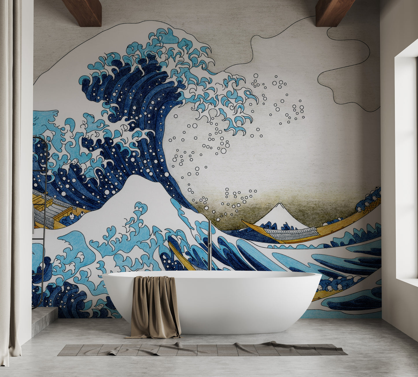 Mesmerizing Kanagawa Wave Wall Mural for Elegant Walls