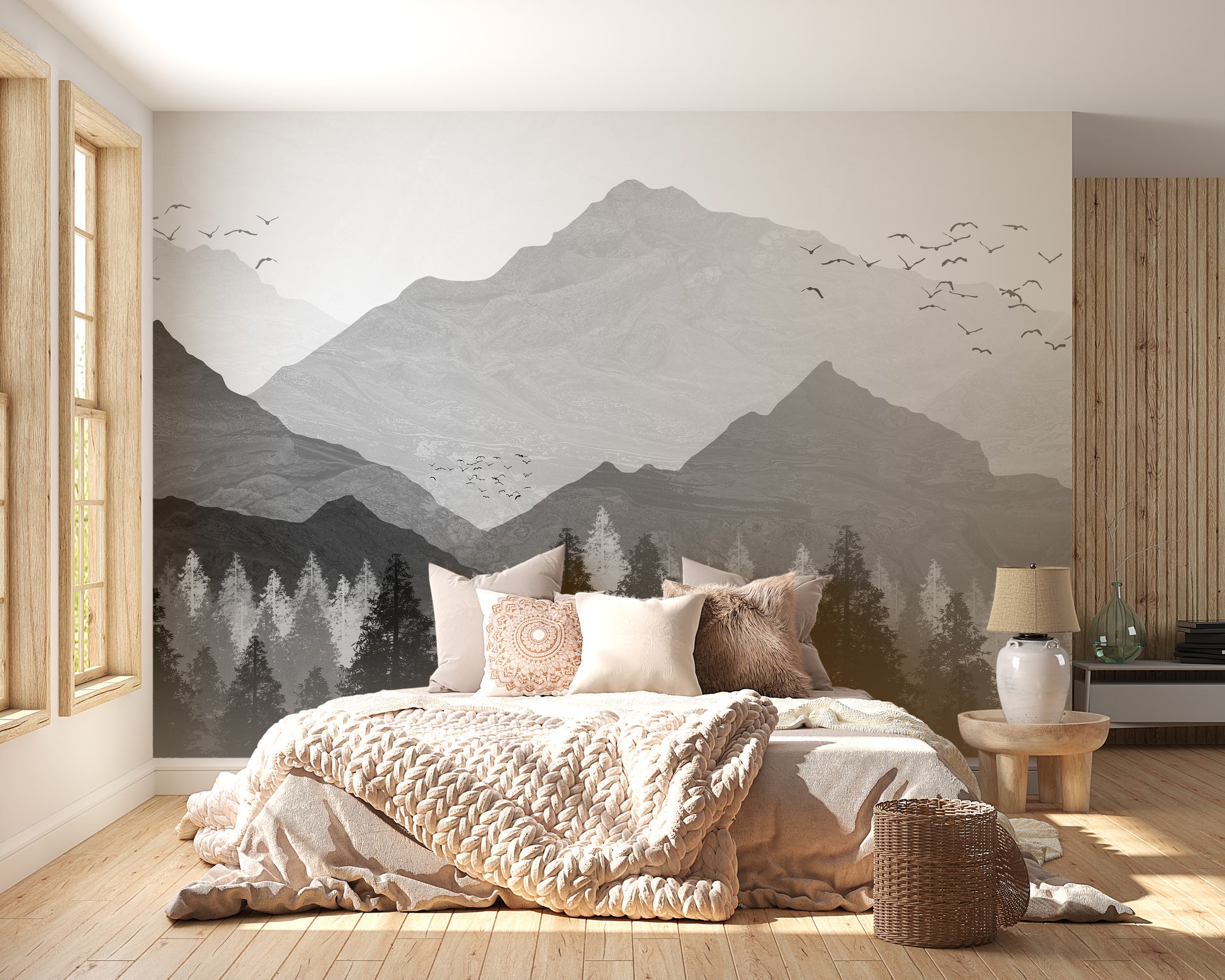 Shadowed Mountain Landscape Wall Mural for Your Walls
