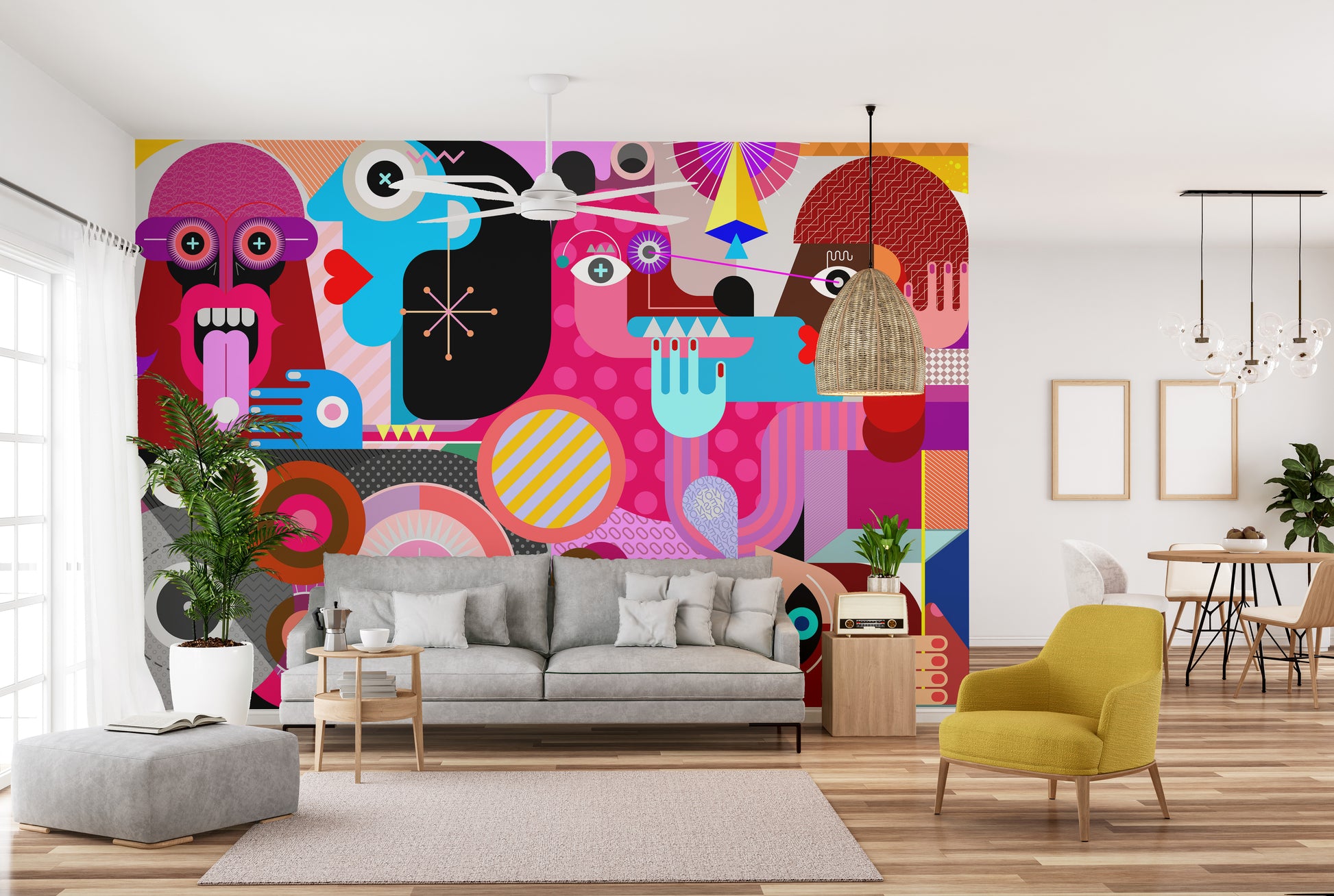 Collective Abstract Vision Wall Mural for Creative Rooms
