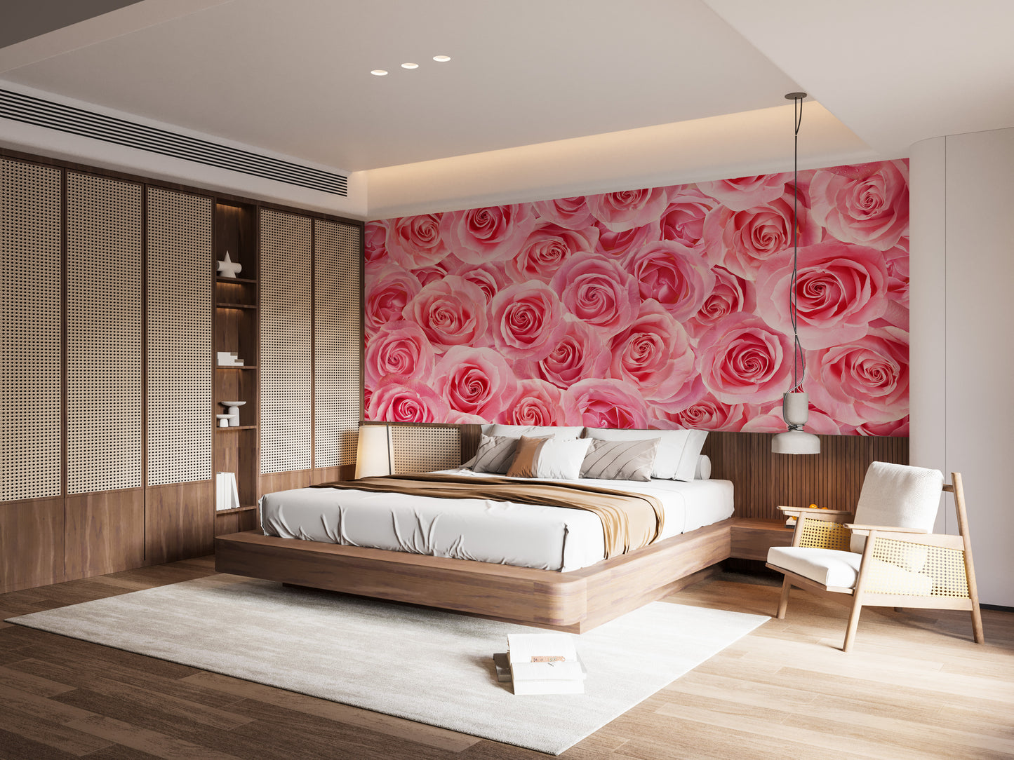 Self-Adhesive Charming Pink Rose Wallpaper Mural
