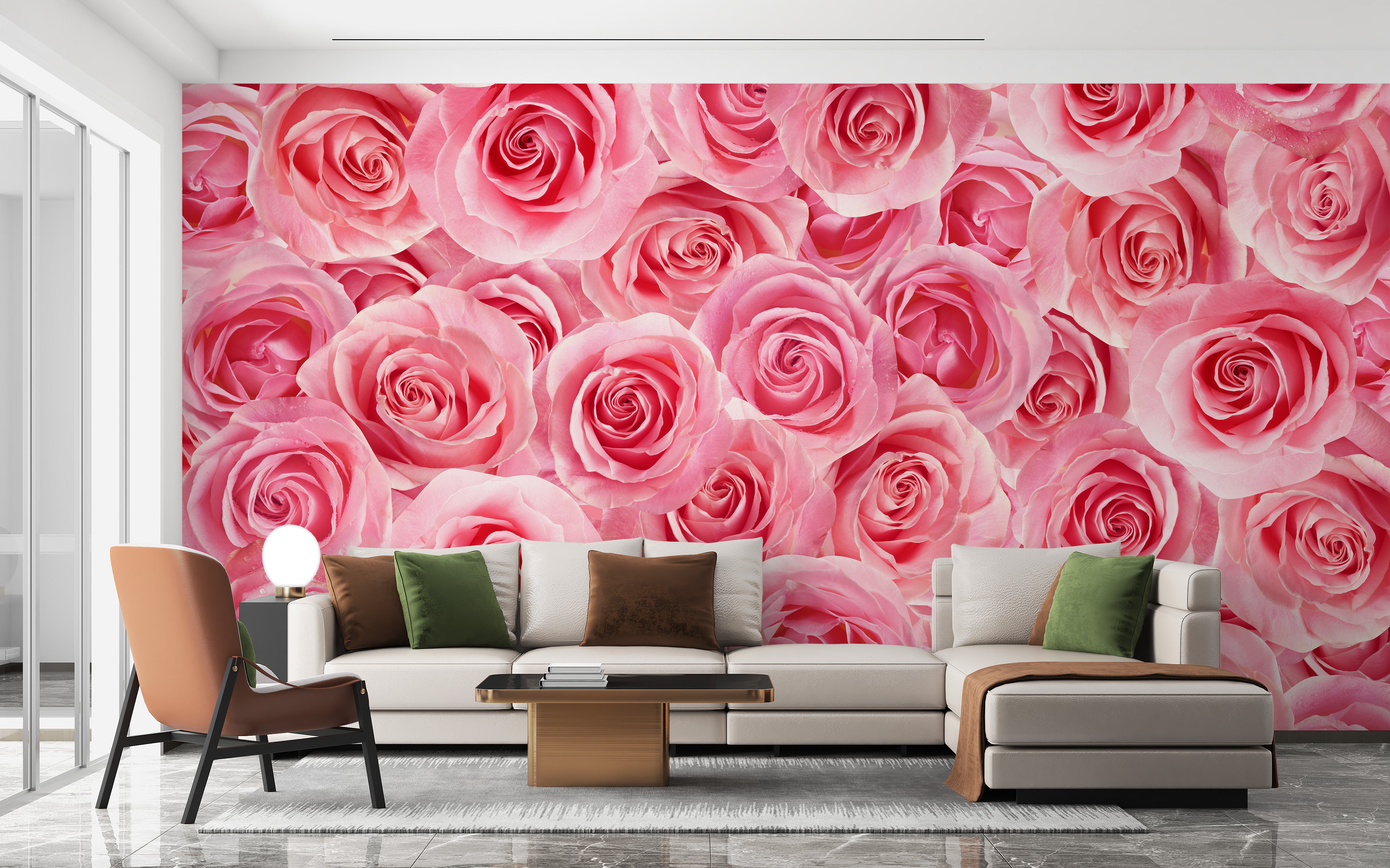 Charming Pink Rose Self-Adhesive Wallpaper Design
