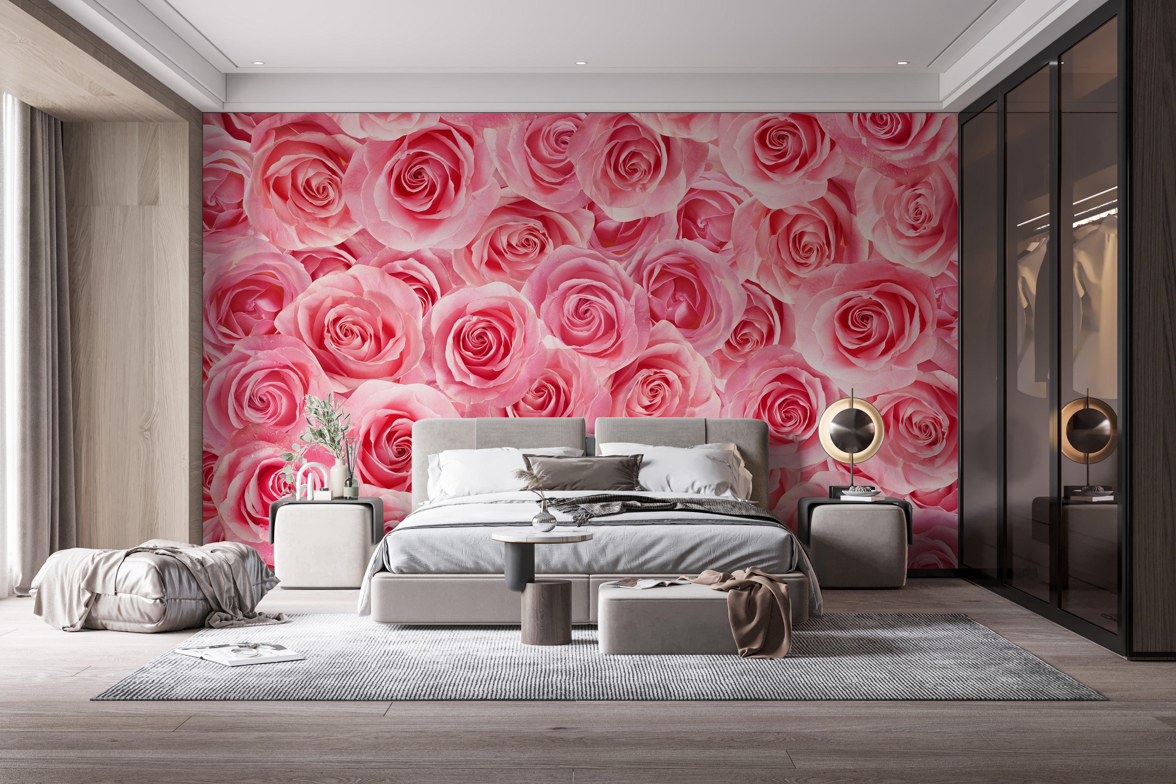 Charming Pink Rose Self-Adhesive Wallpaper Mural
