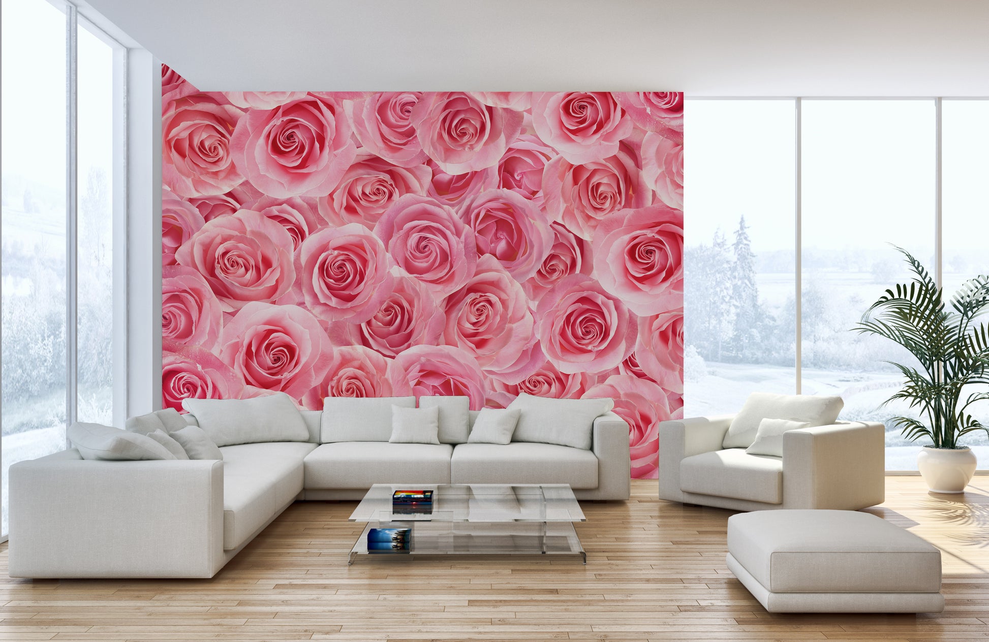 Charming Pink Rose Self-Adhesive Mural for Walls
