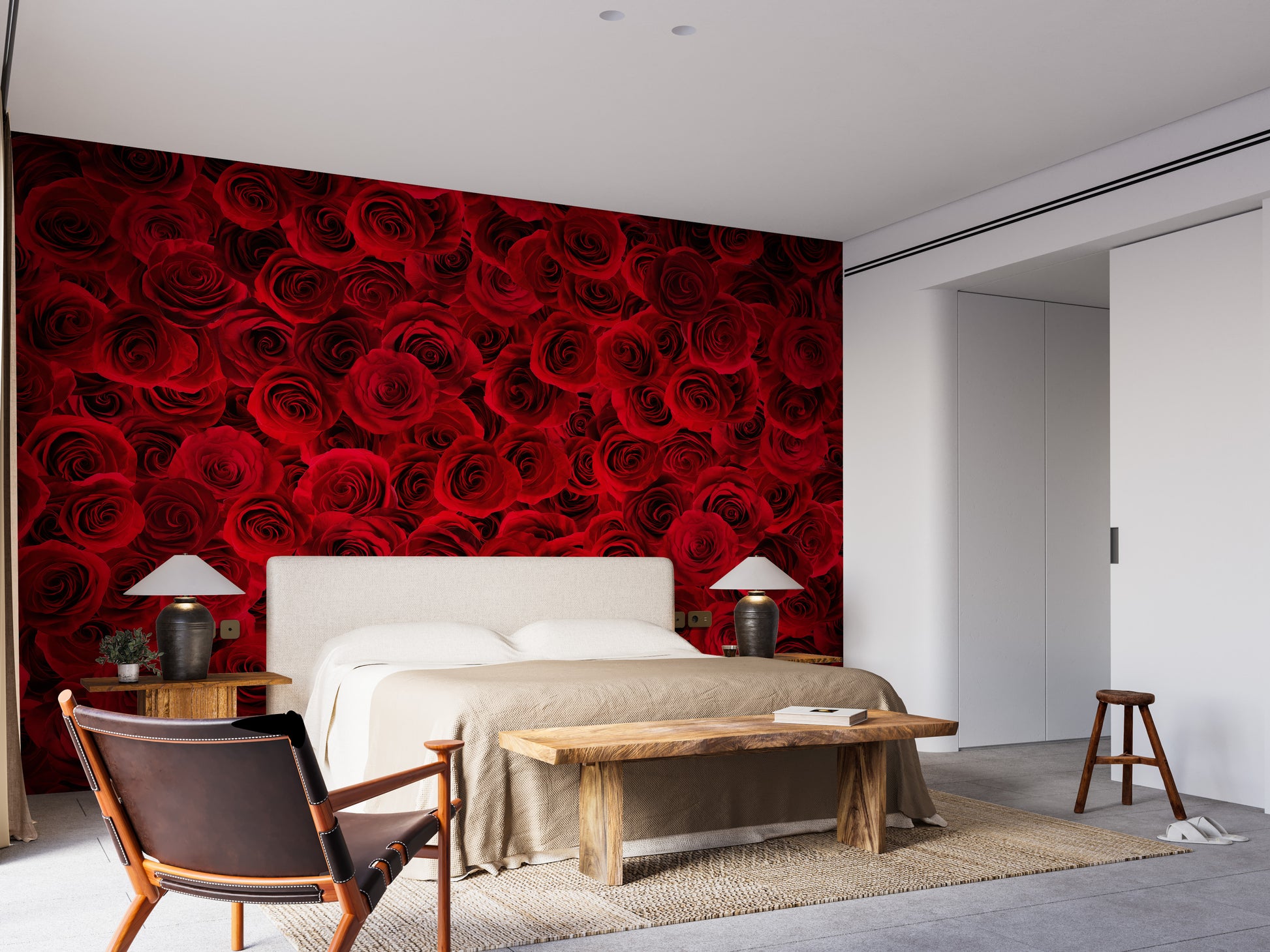 Fiery Rose Bouquet Peel and Stick Wall Mural Design