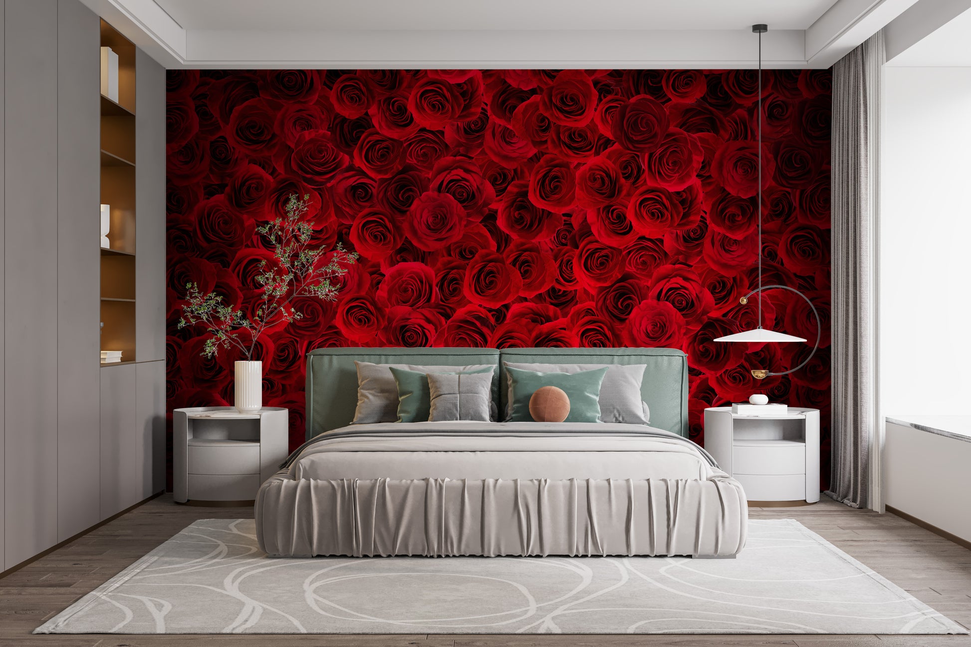 Peel and Stick Fiery Rose Bouquet Wallpaper Mural