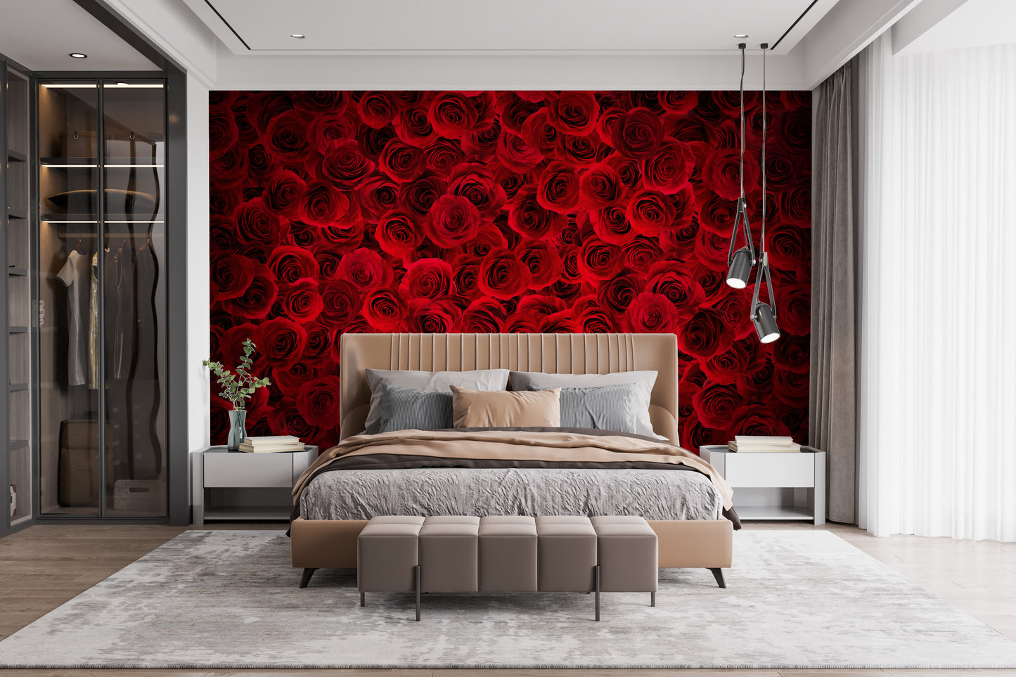 Peel and Stick Fiery Rose Bouquet Mural for Spaces