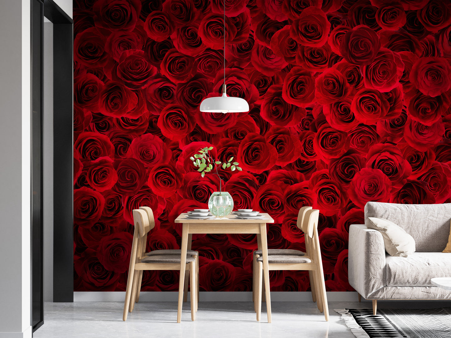 Peel and Stick Fiery Rose Bouquet Mural for Decor