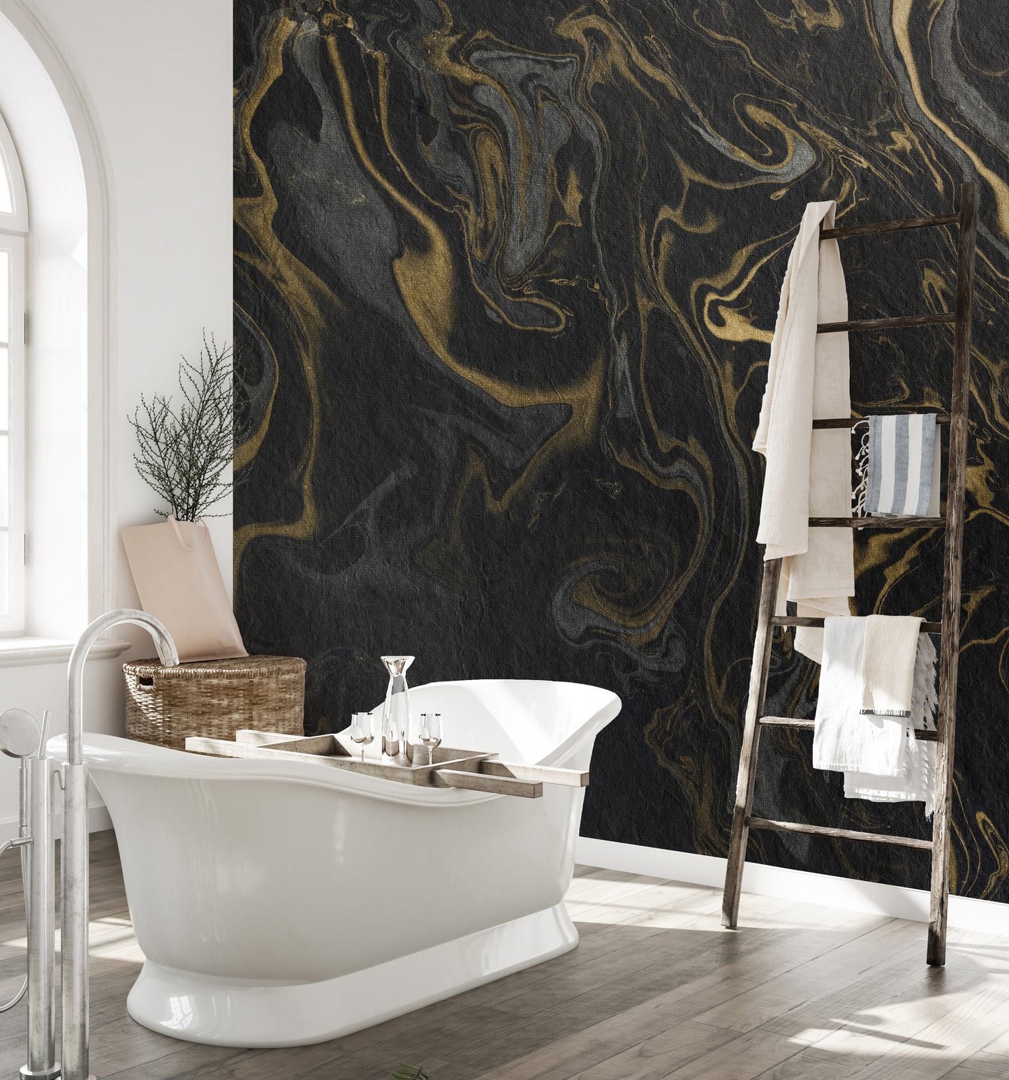 Black and Gold Marble Luxurious Mural for Interiors
