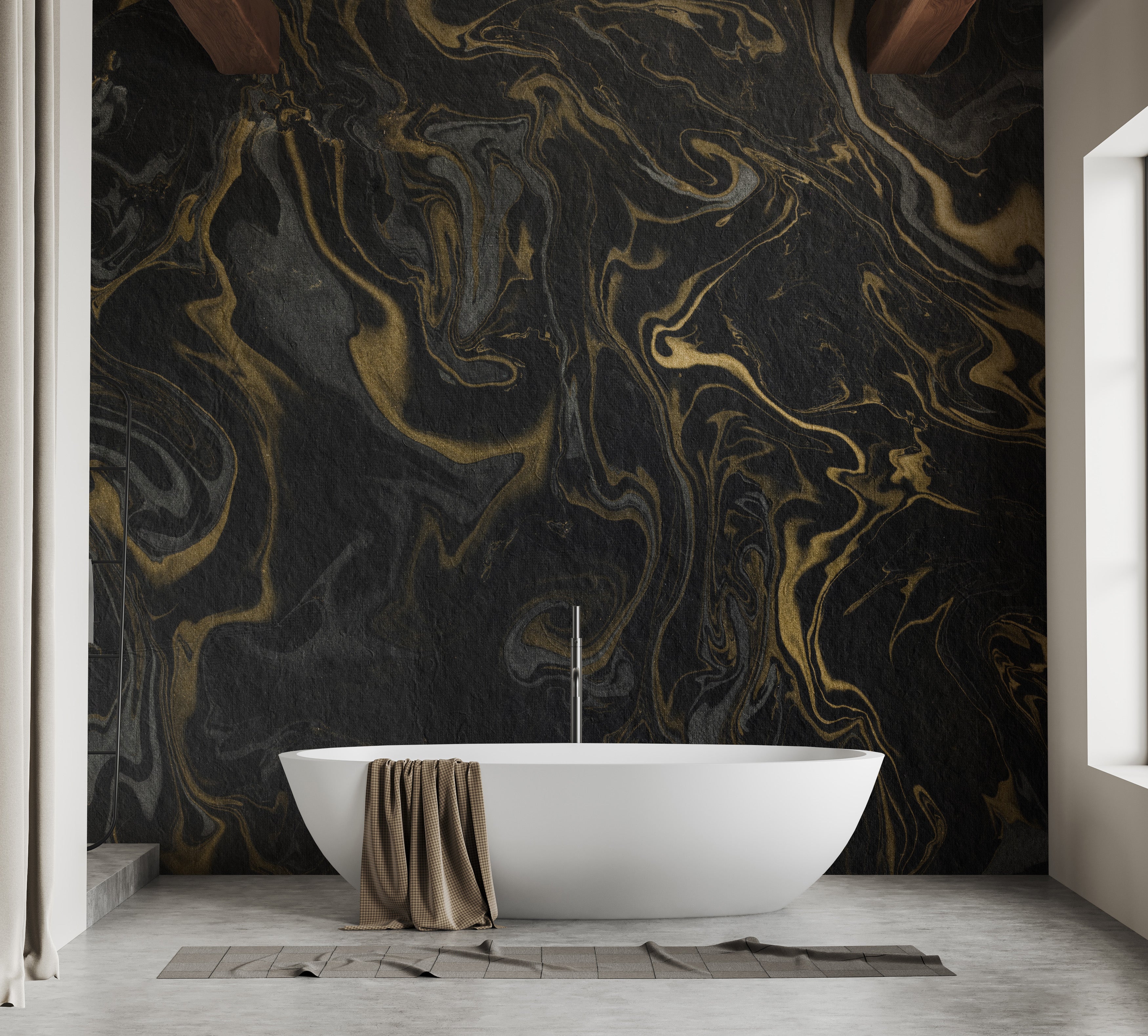 Luxurious Black and Gold Marble Wallpaper for Walls
