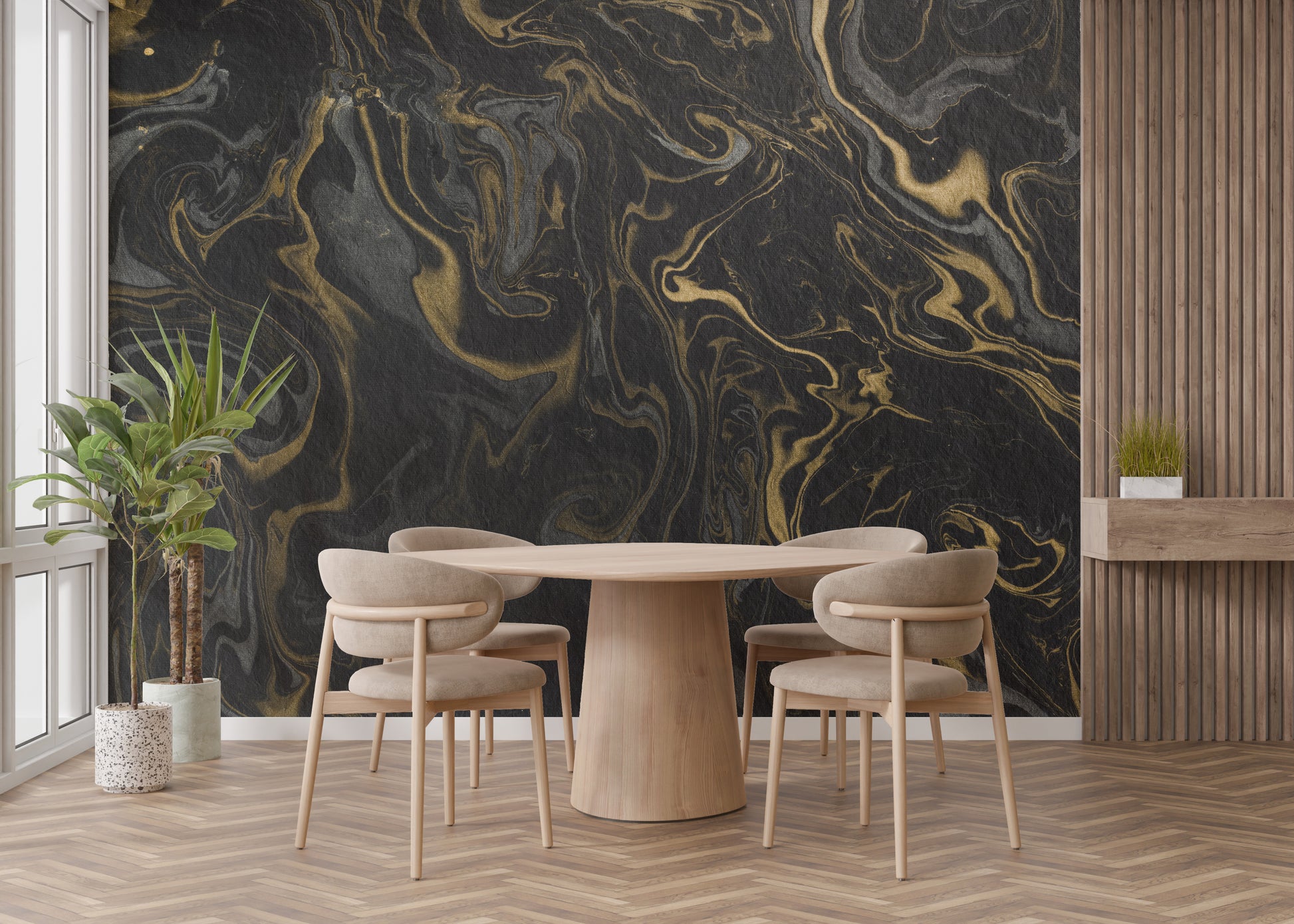 Black and Gold Marble Luxurious Wallpaper for Rooms
