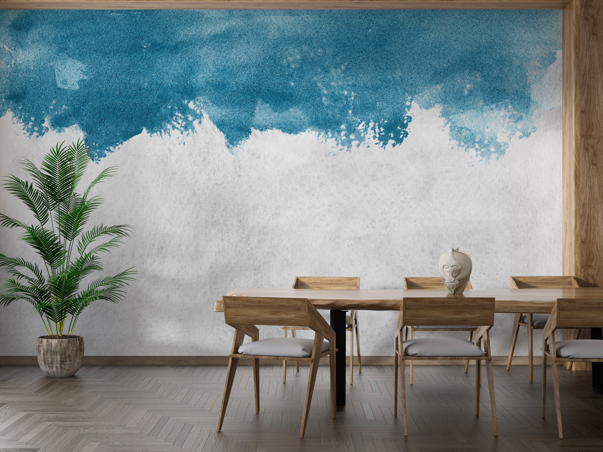 Modern Barnyard Blue Removable Wallpaper Mural
