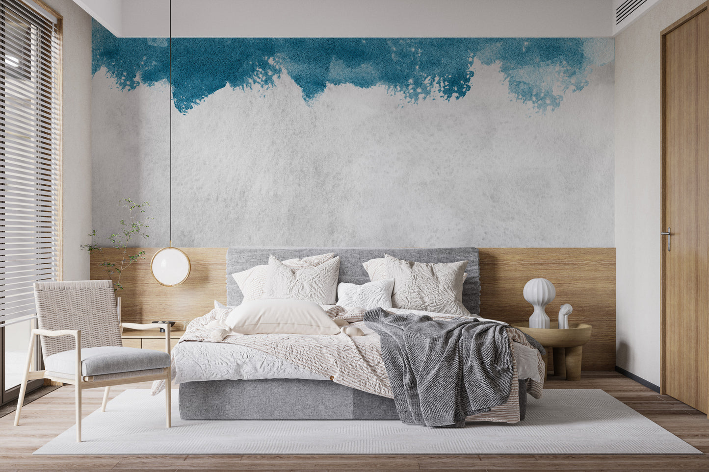 Modern Blue Barnyard Mural for Easy Wall Updates
