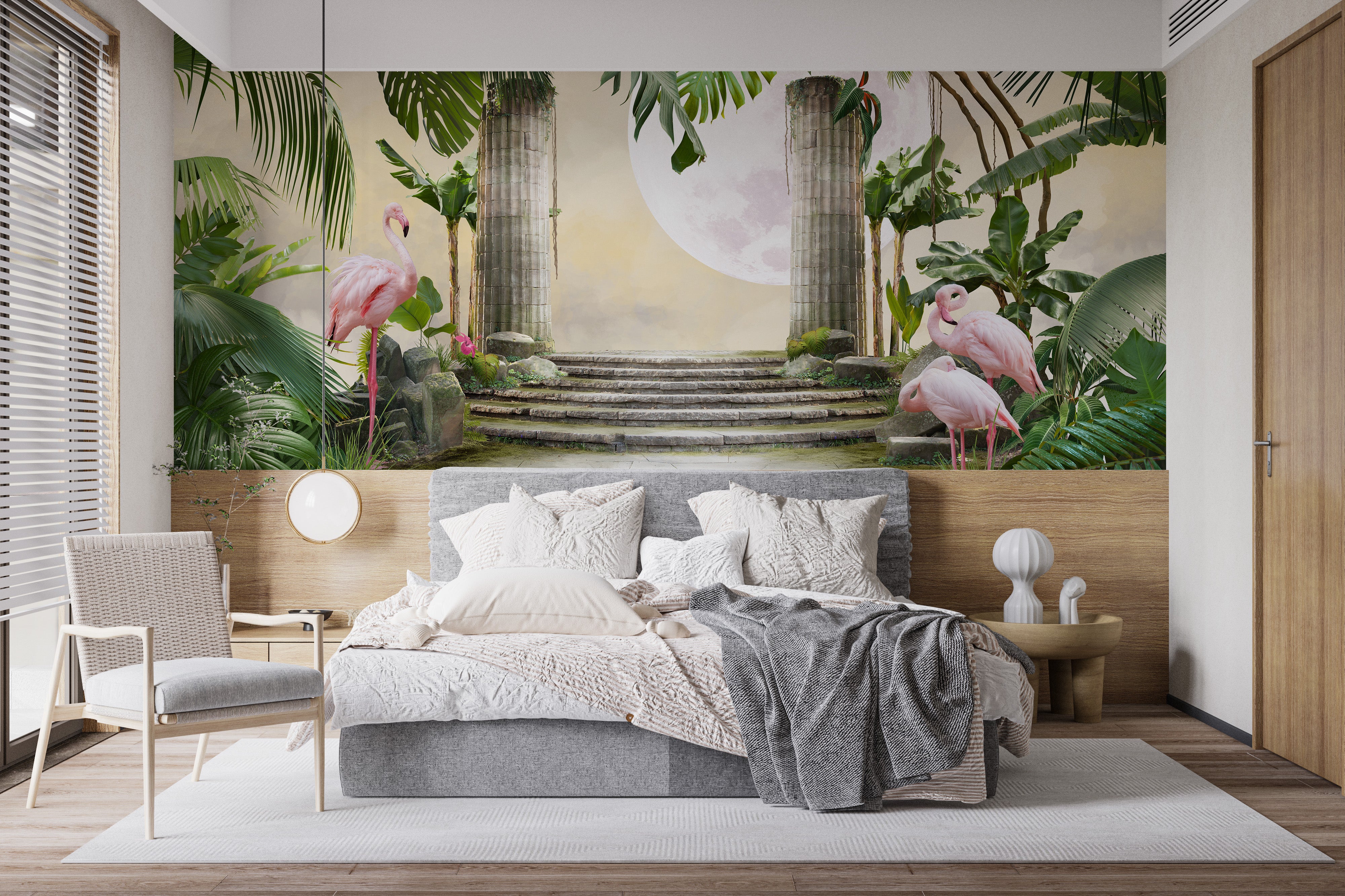 Flamingo Paradise Lunar Wallpaper Mural for Rooms
