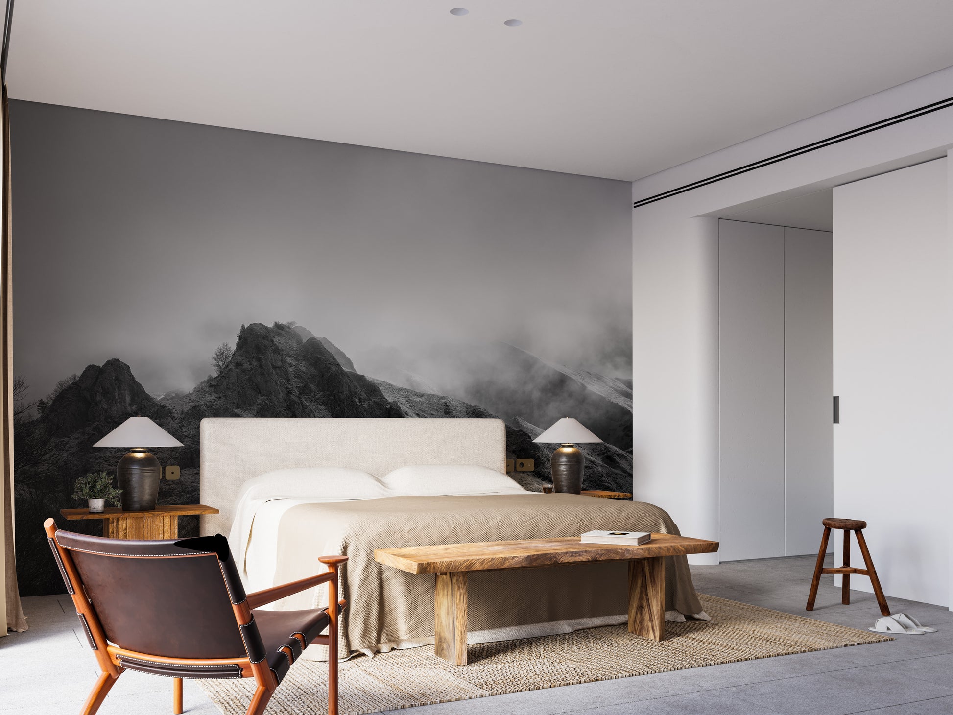 Wall Mural of Cloudy Peaks Sky for Room Decor
