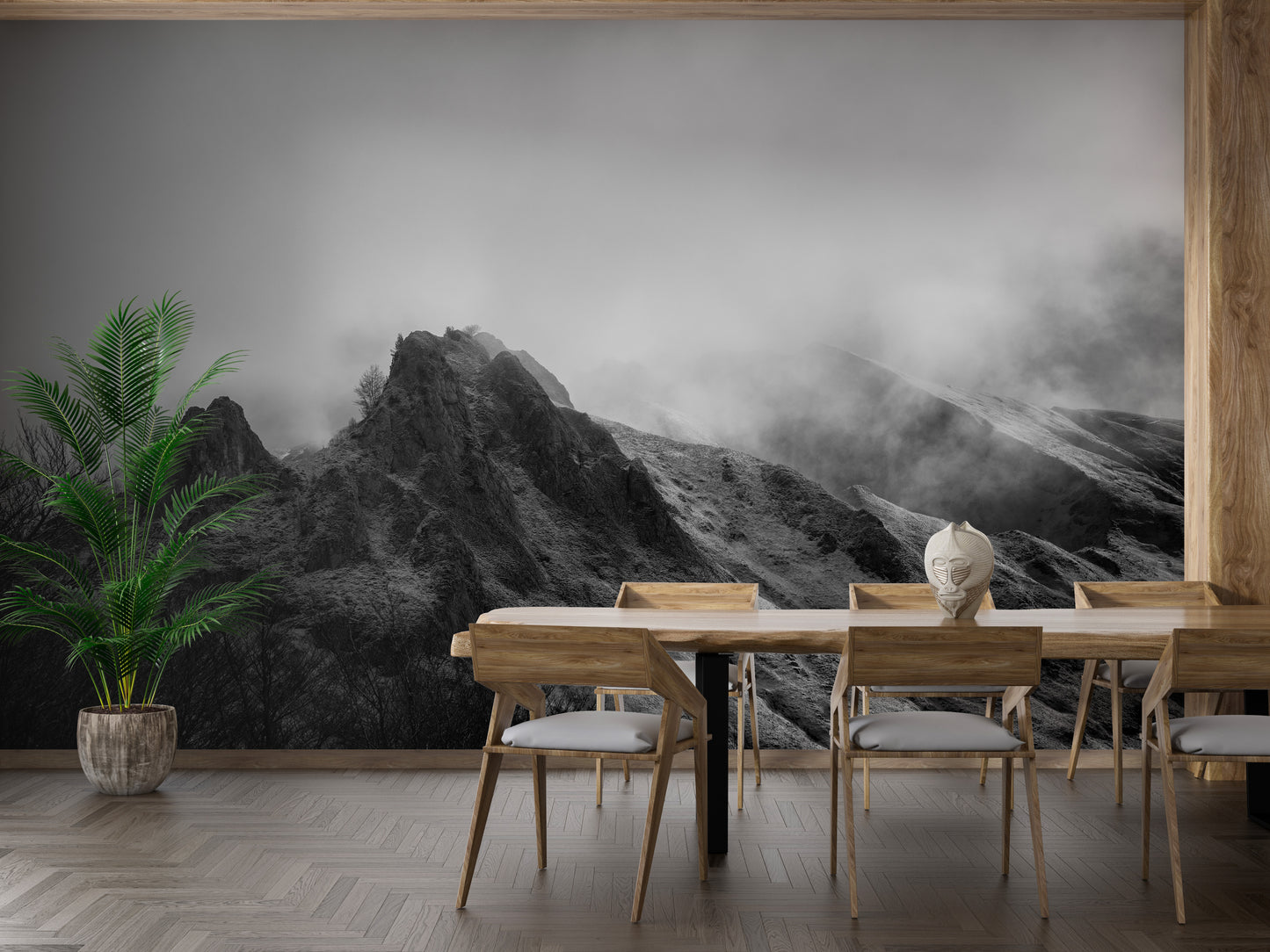 Cloudy Peaks Wall Mural for Elegant Spaces
