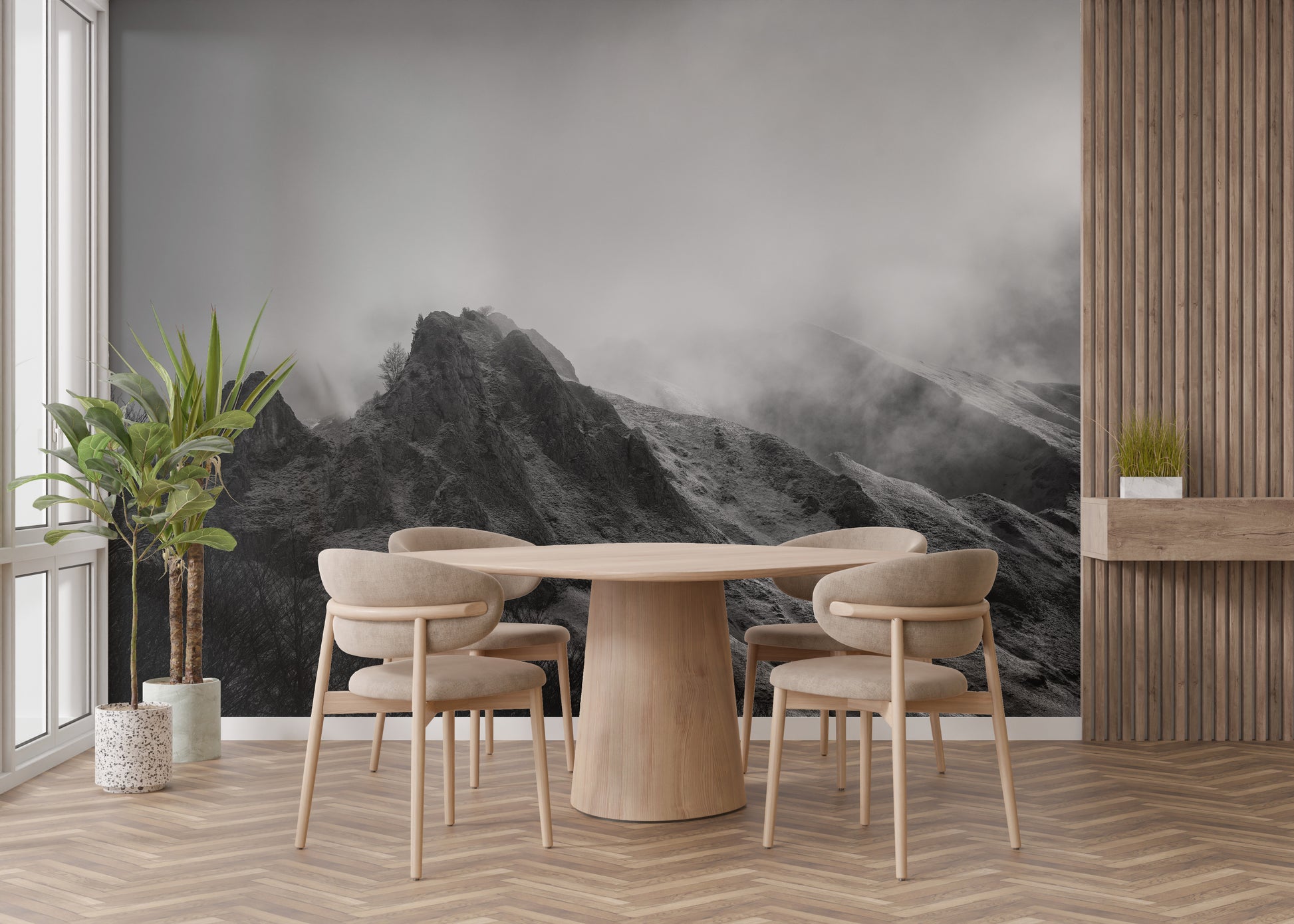 Cloudy Peaks Sky Wall Mural for Home Decor
