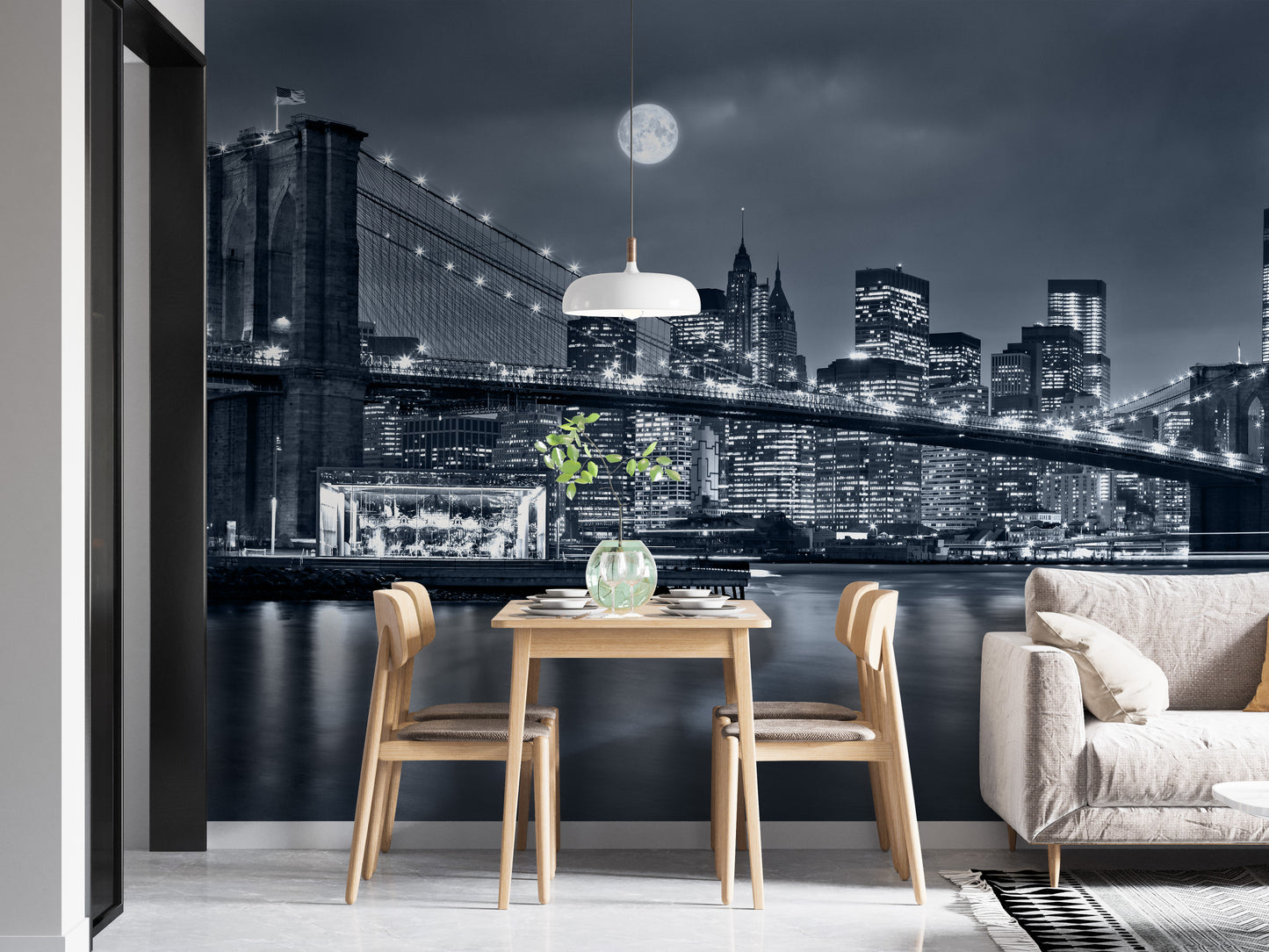 New York City Lights Wall Mural for Easy Decor
