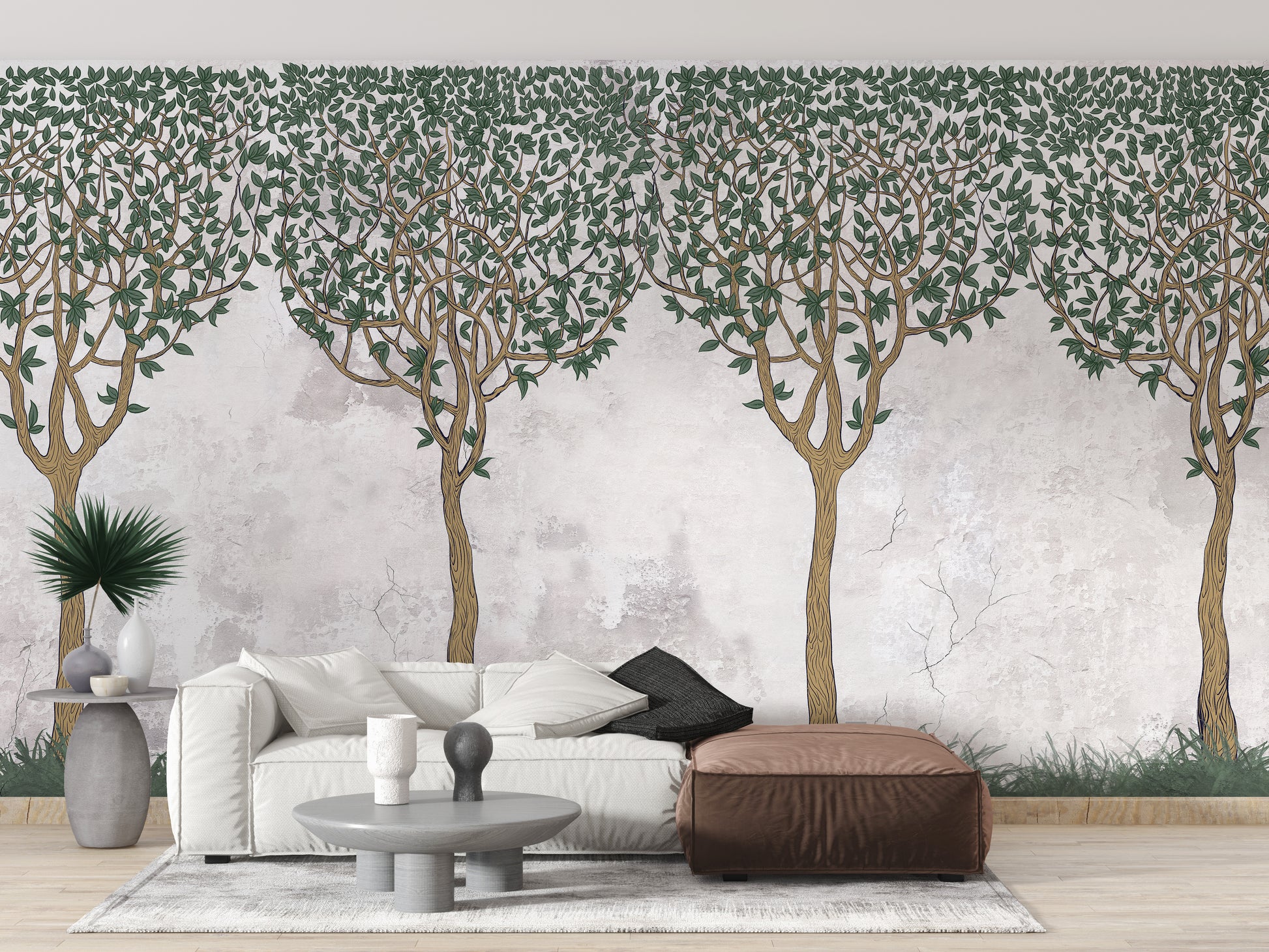 Forest Green Painted Wallpaper Mural for Spaces