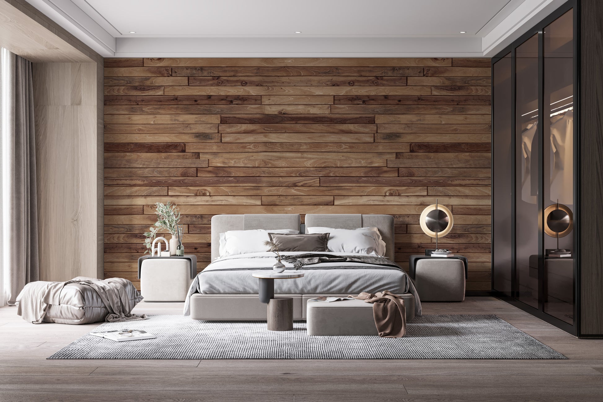 Timber Touch Elegance Wall Wallpaper for Living Rooms