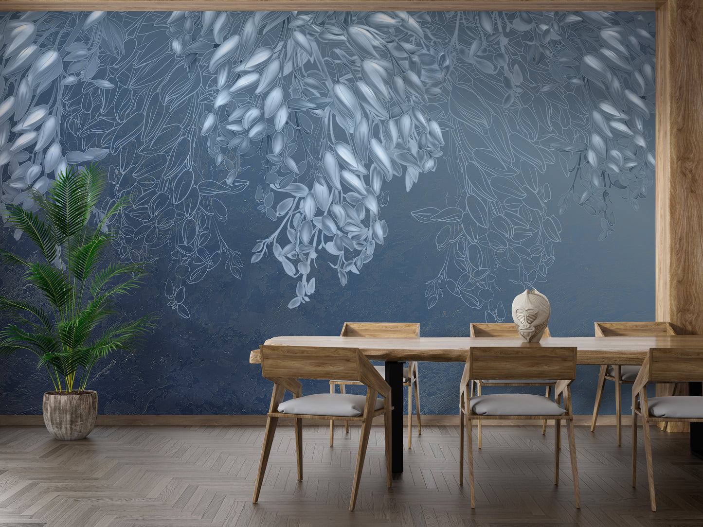 Floral Elegance Breezy Wallpaper Mural Design
