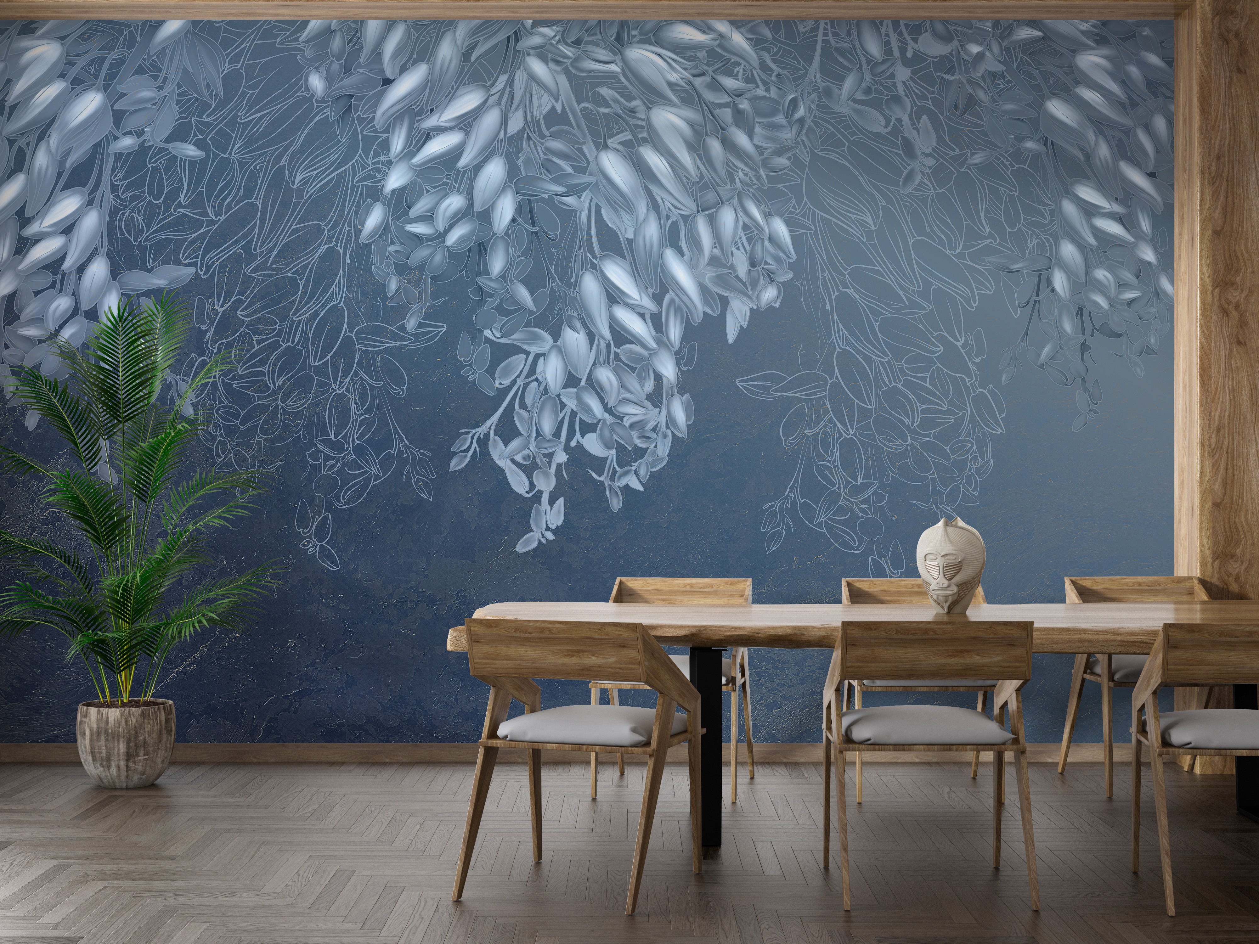 Floral Elegance Breezy Wallpaper Mural Design
