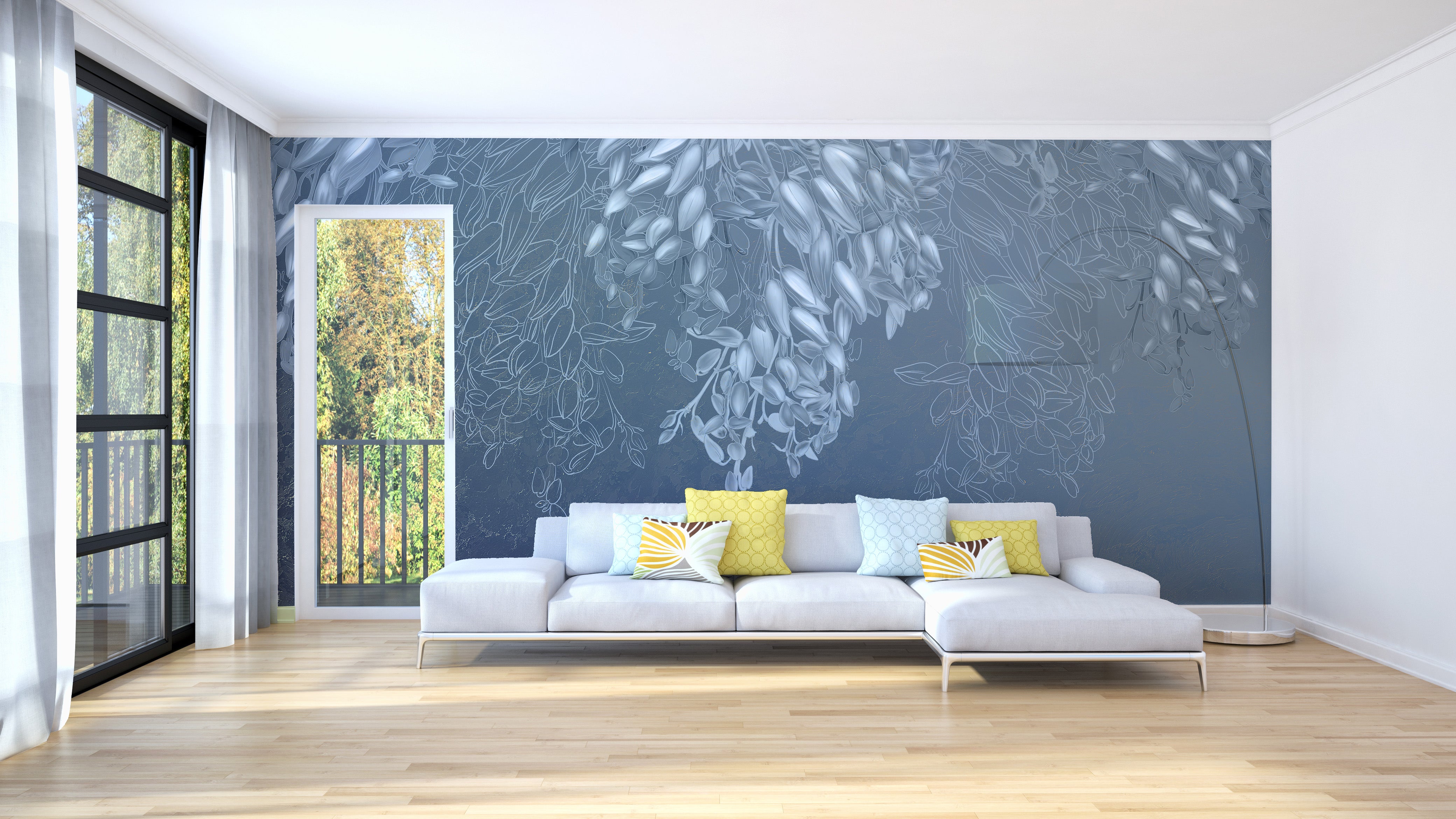 Floral Elegance Breezy Wallpaper Mural for Spaces