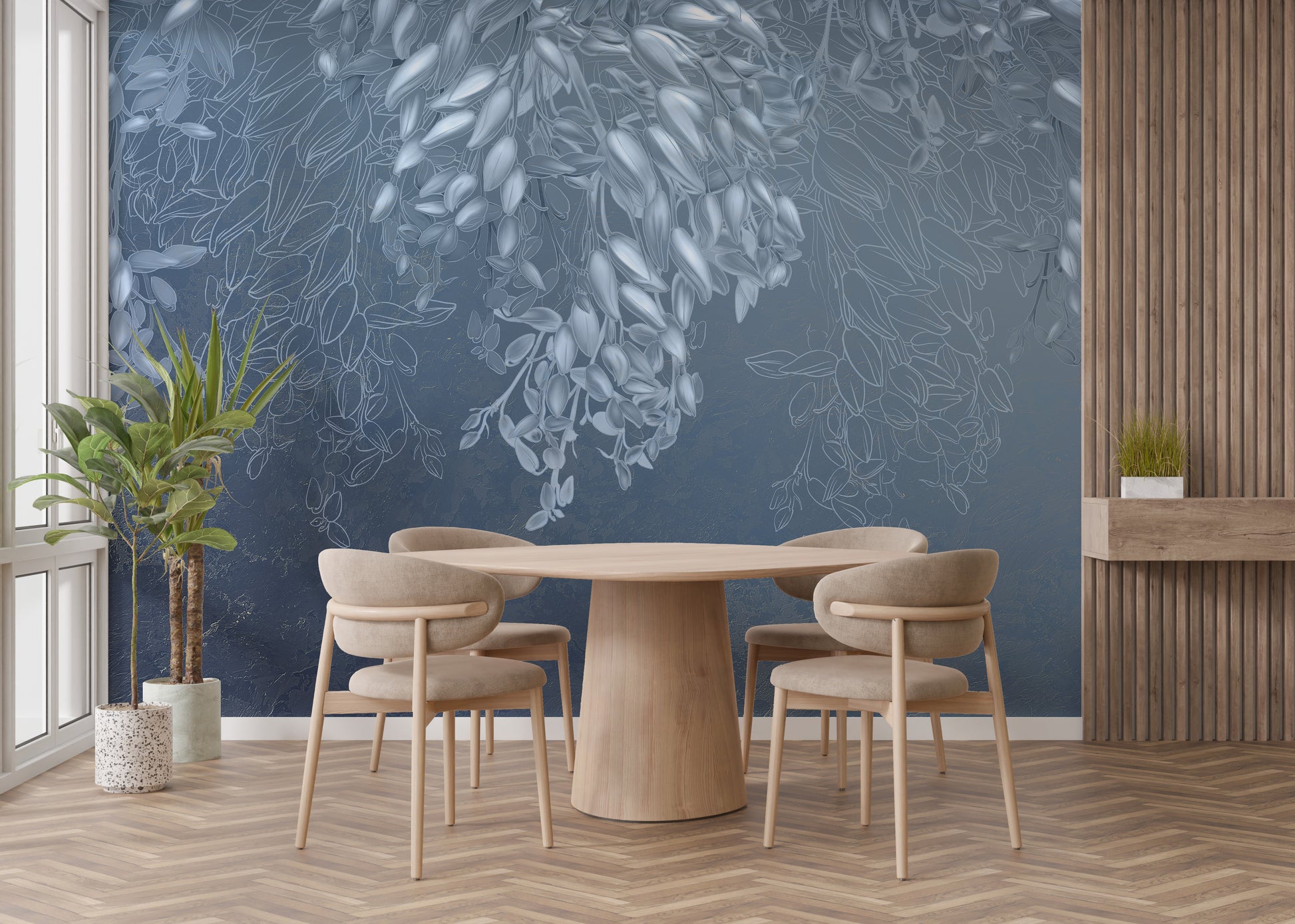 Breezy Floral Elegance Wallpaper Mural for Walls