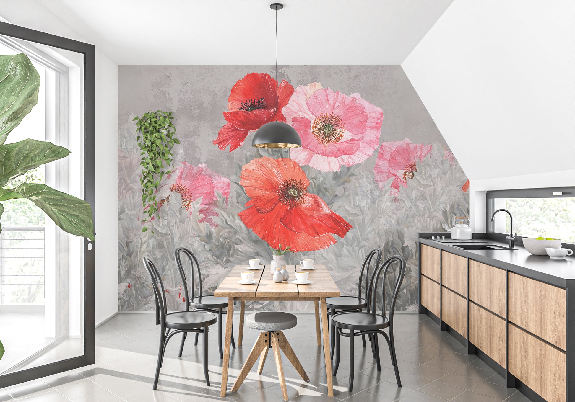 Watercolor Bloom Symphony Mural for Living Spaces