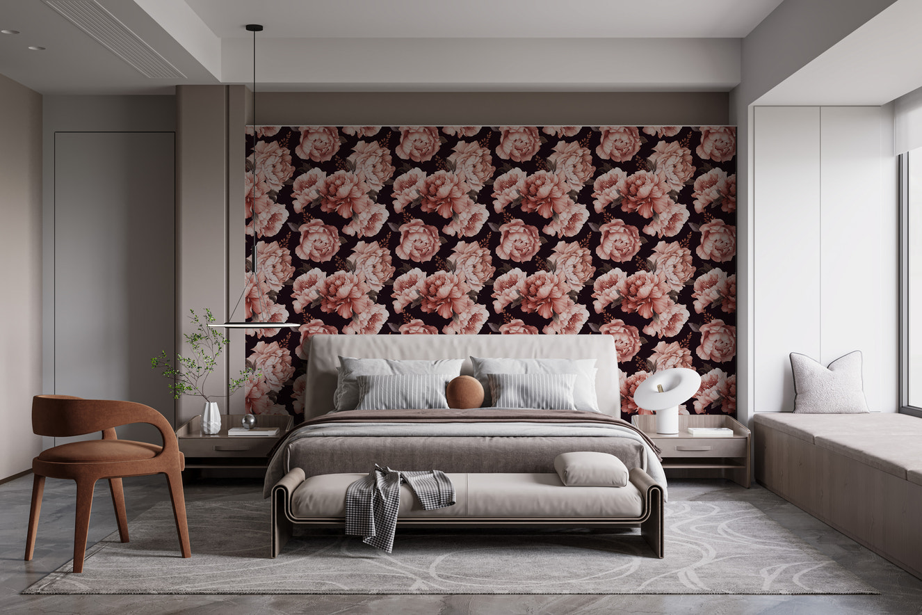 Brown Petals Watercolor Mural for elegant walls
