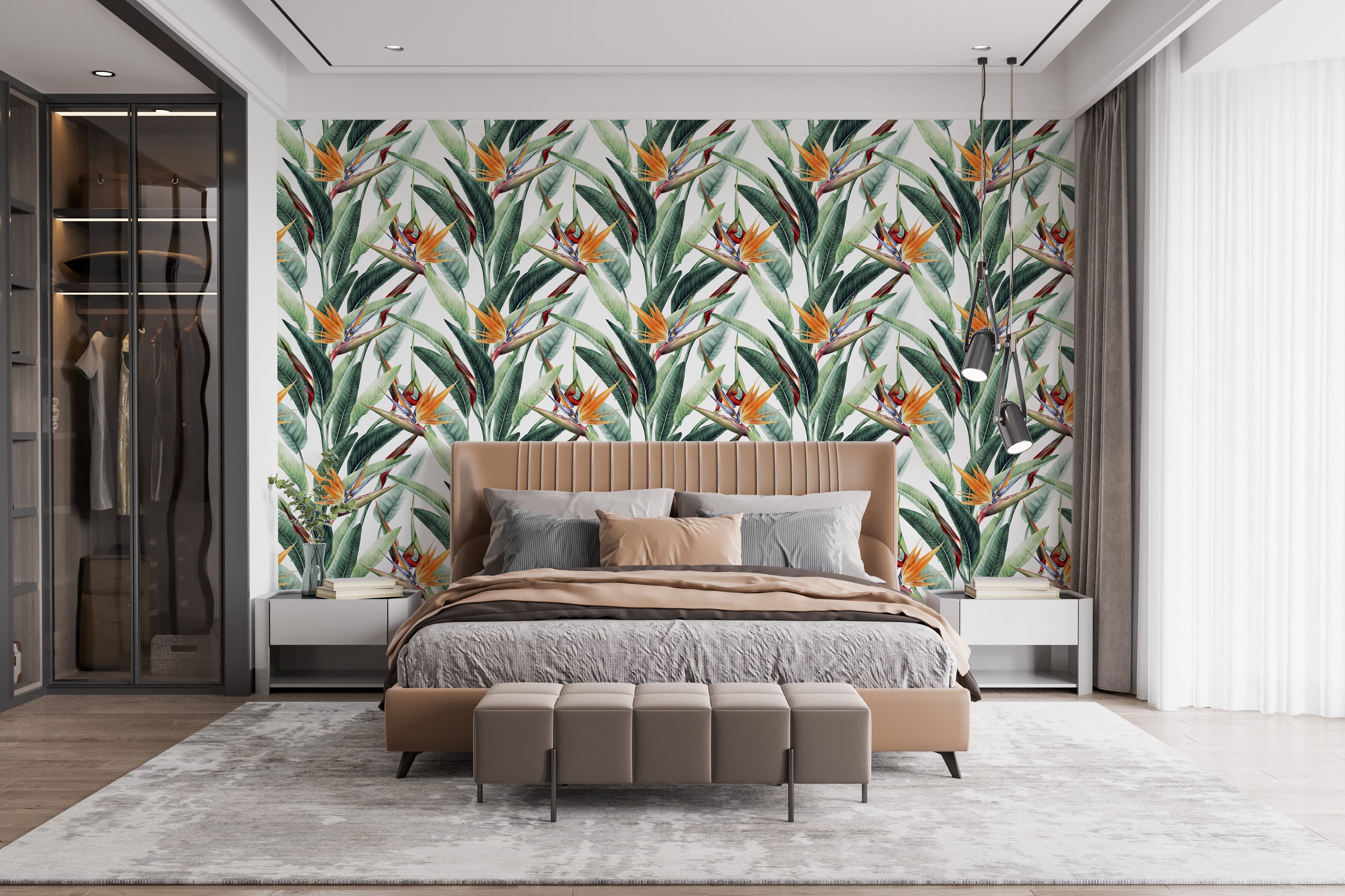 Tropical Jungle Watercolor Foliage Wallpaper for a lively look
