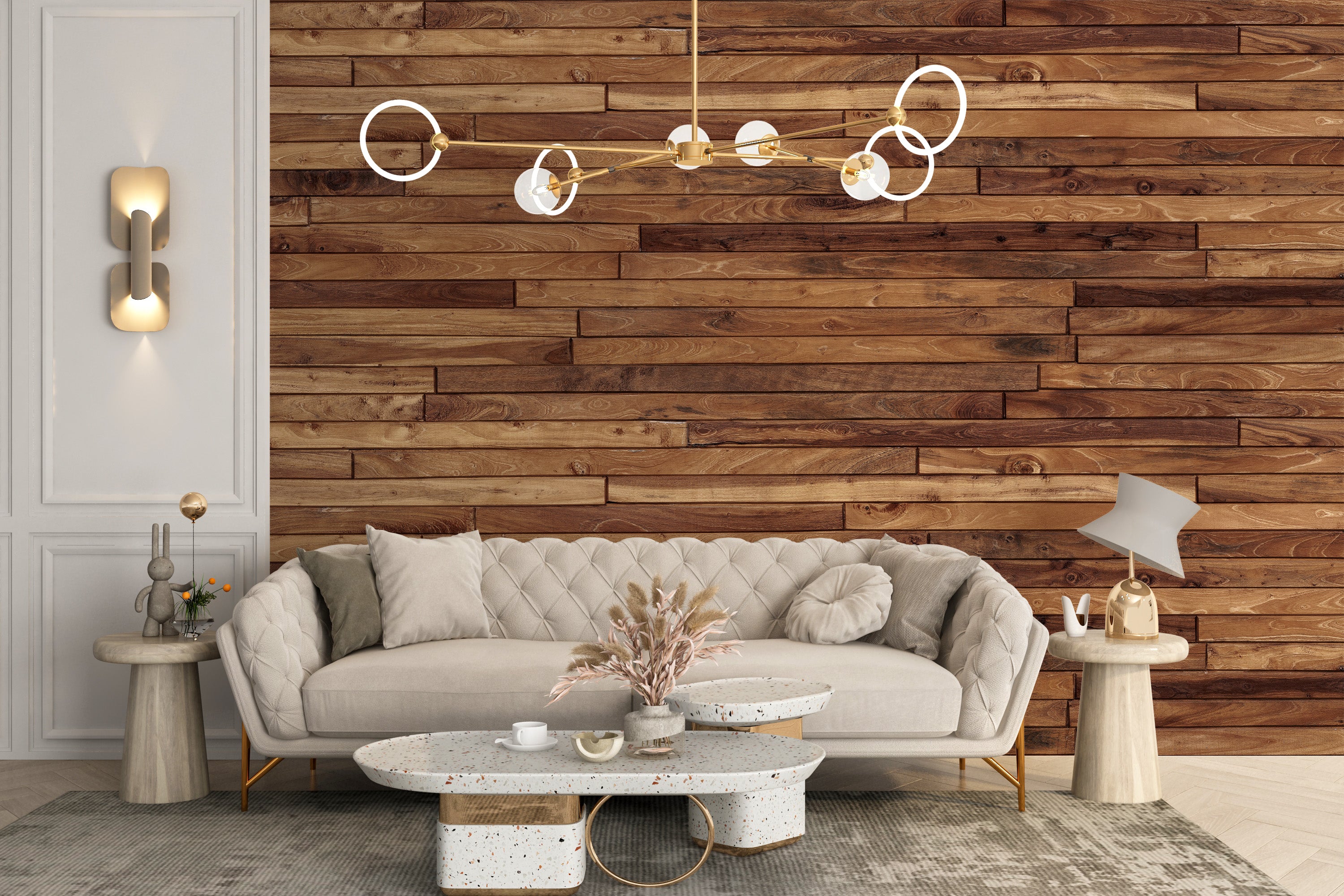 Woodgrain Pine Stripes Wallpaper Mural