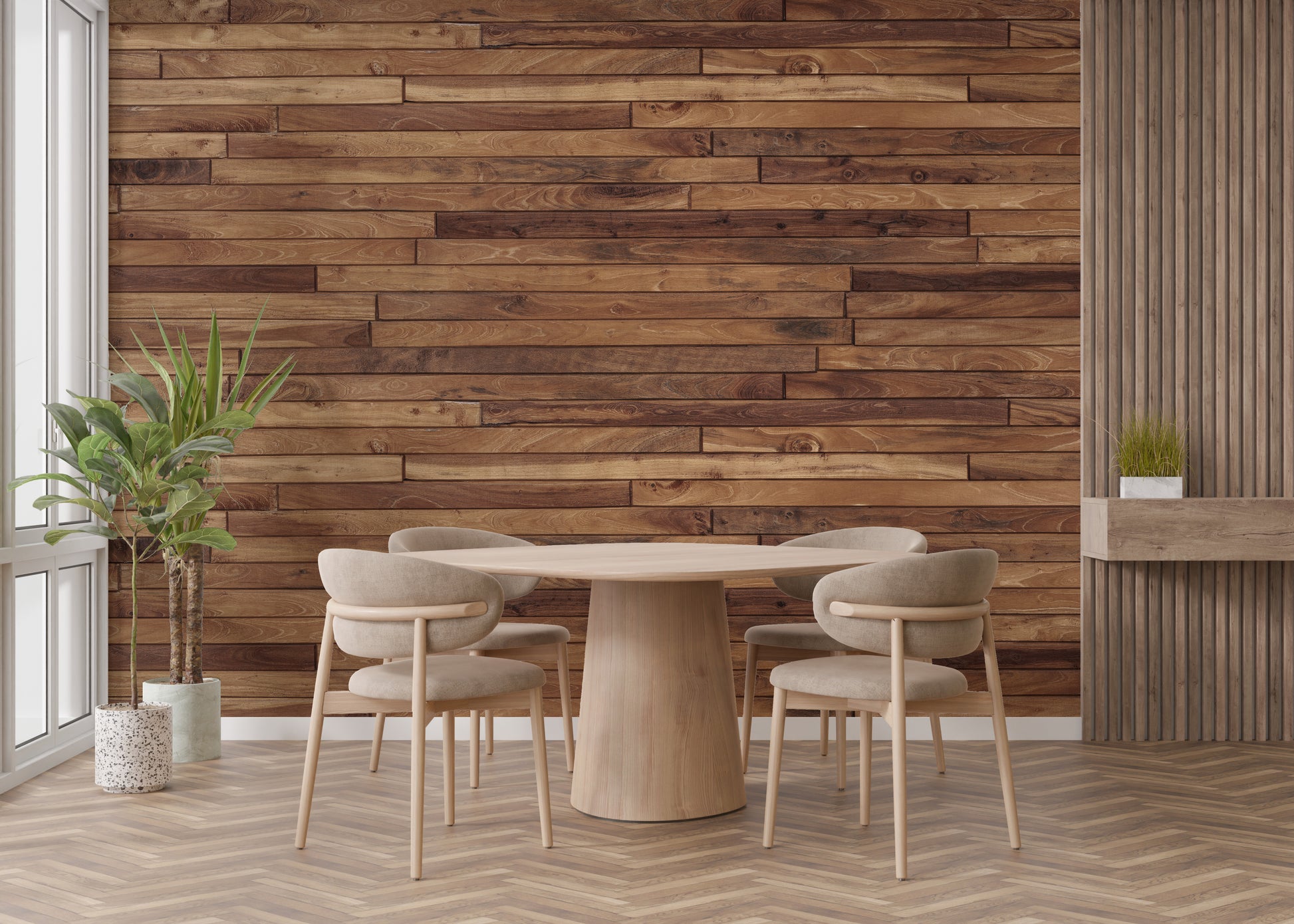 Pine Wood Striped Wallpaper Mural