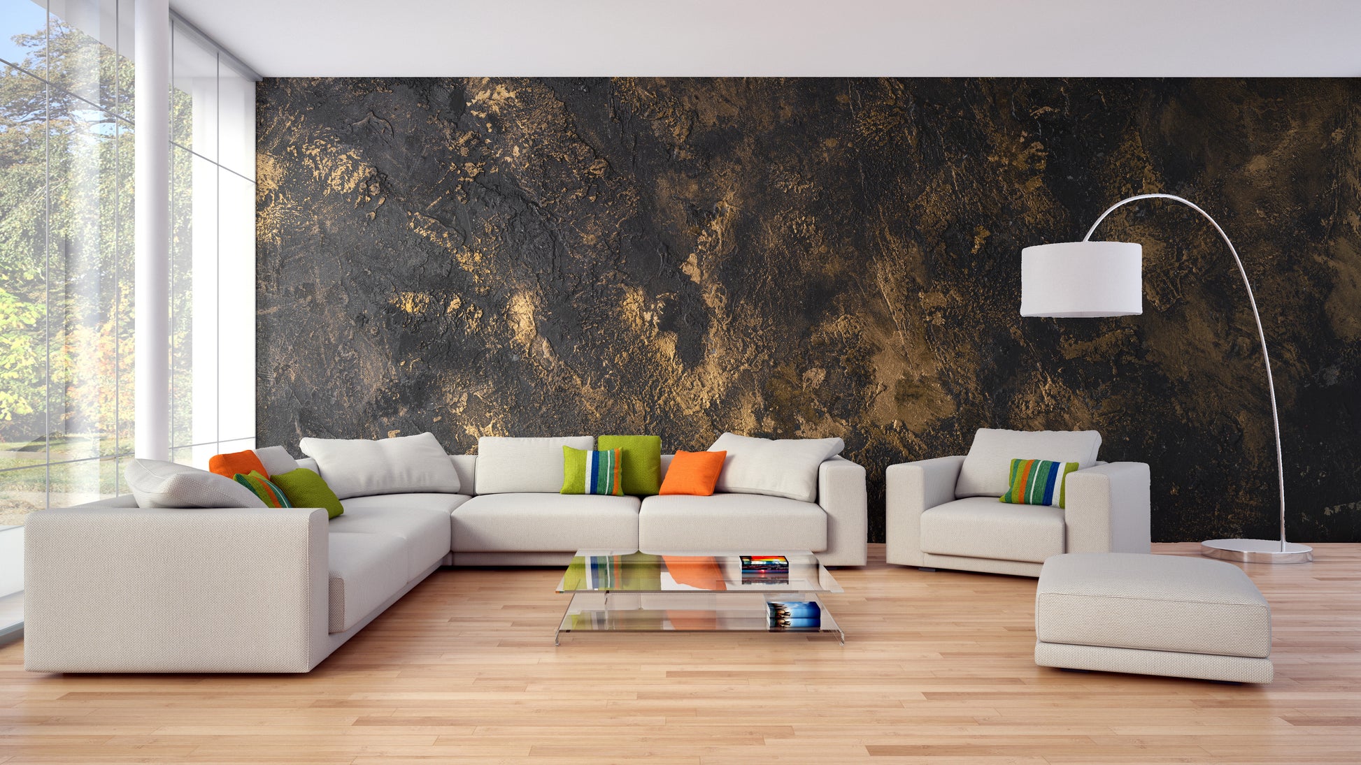 Black & Gold Rush Wall Mural with Texture